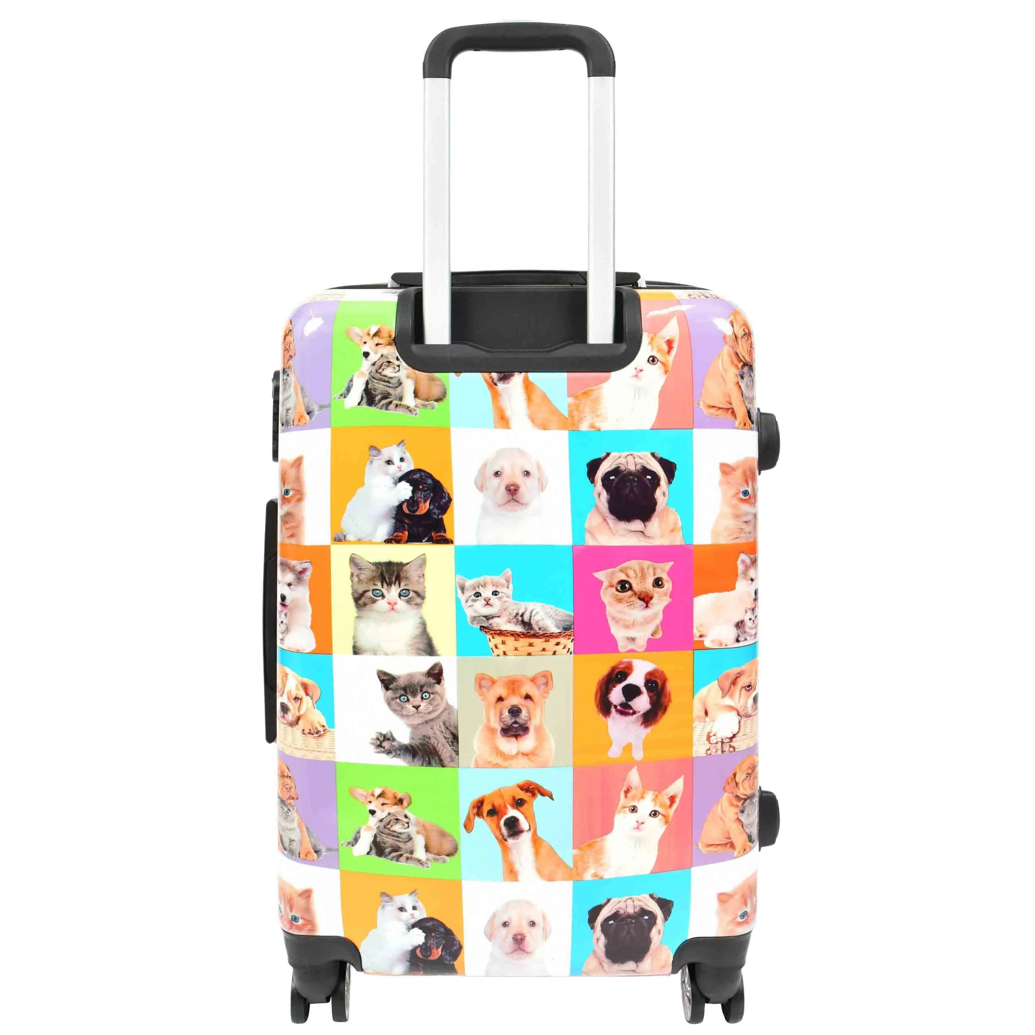 DR628 Hard Shell 4-Wheeled Luggage Dogs and Cats Print Expandable Suitcase