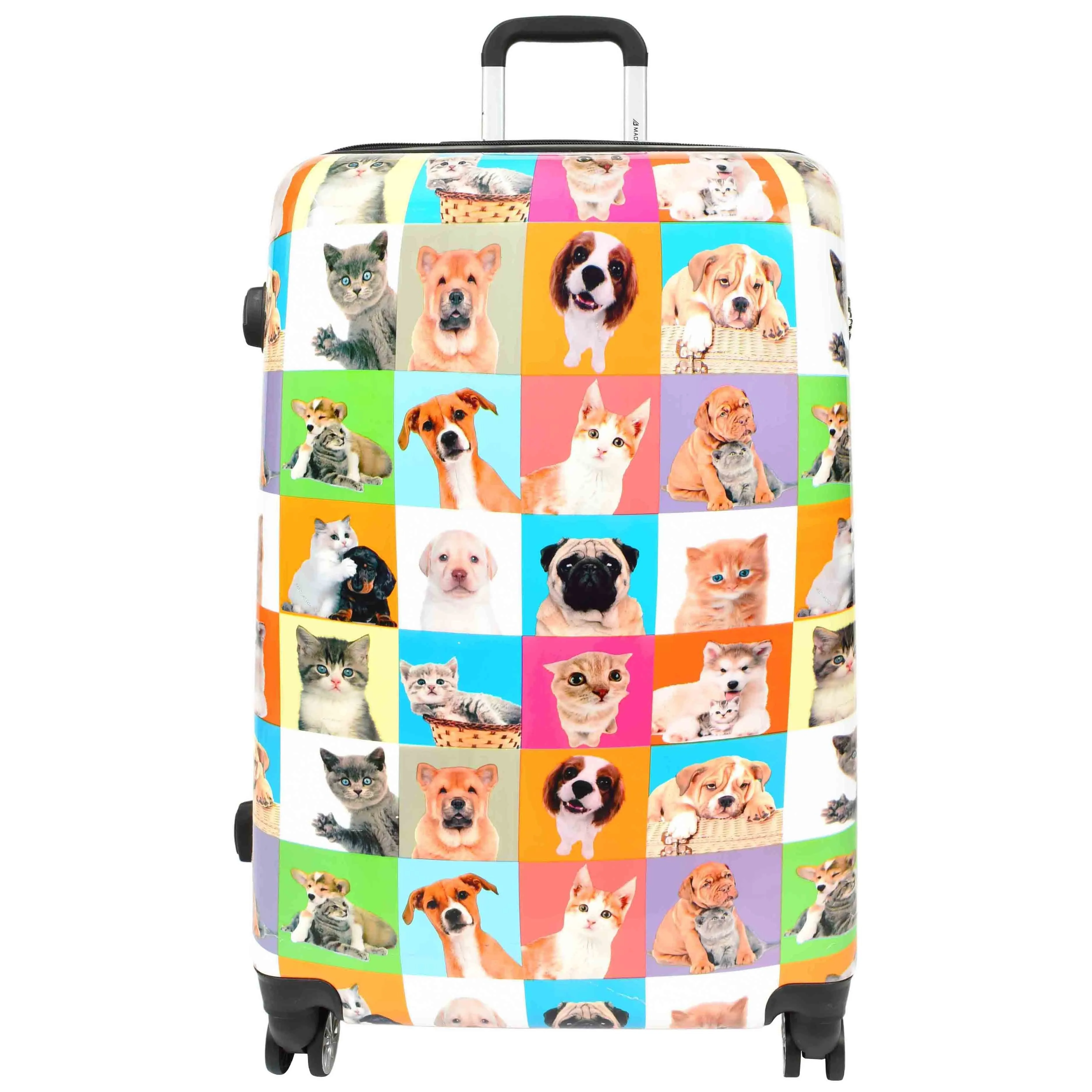 DR628 Hard Shell 4-Wheeled Luggage Dogs and Cats Print Expandable Suitcase