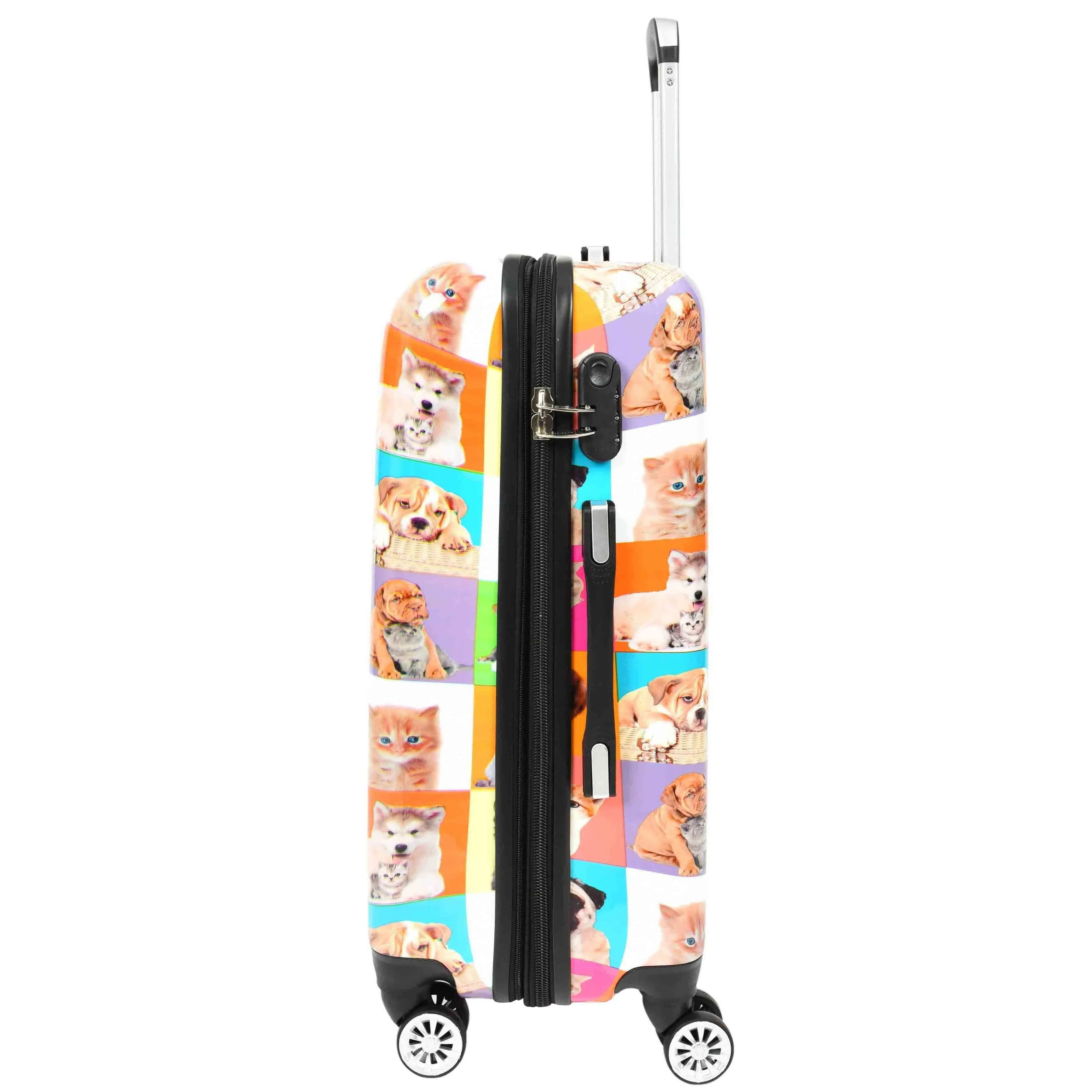 DR628 Hard Shell 4-Wheeled Luggage Dogs and Cats Print Expandable Suitcase