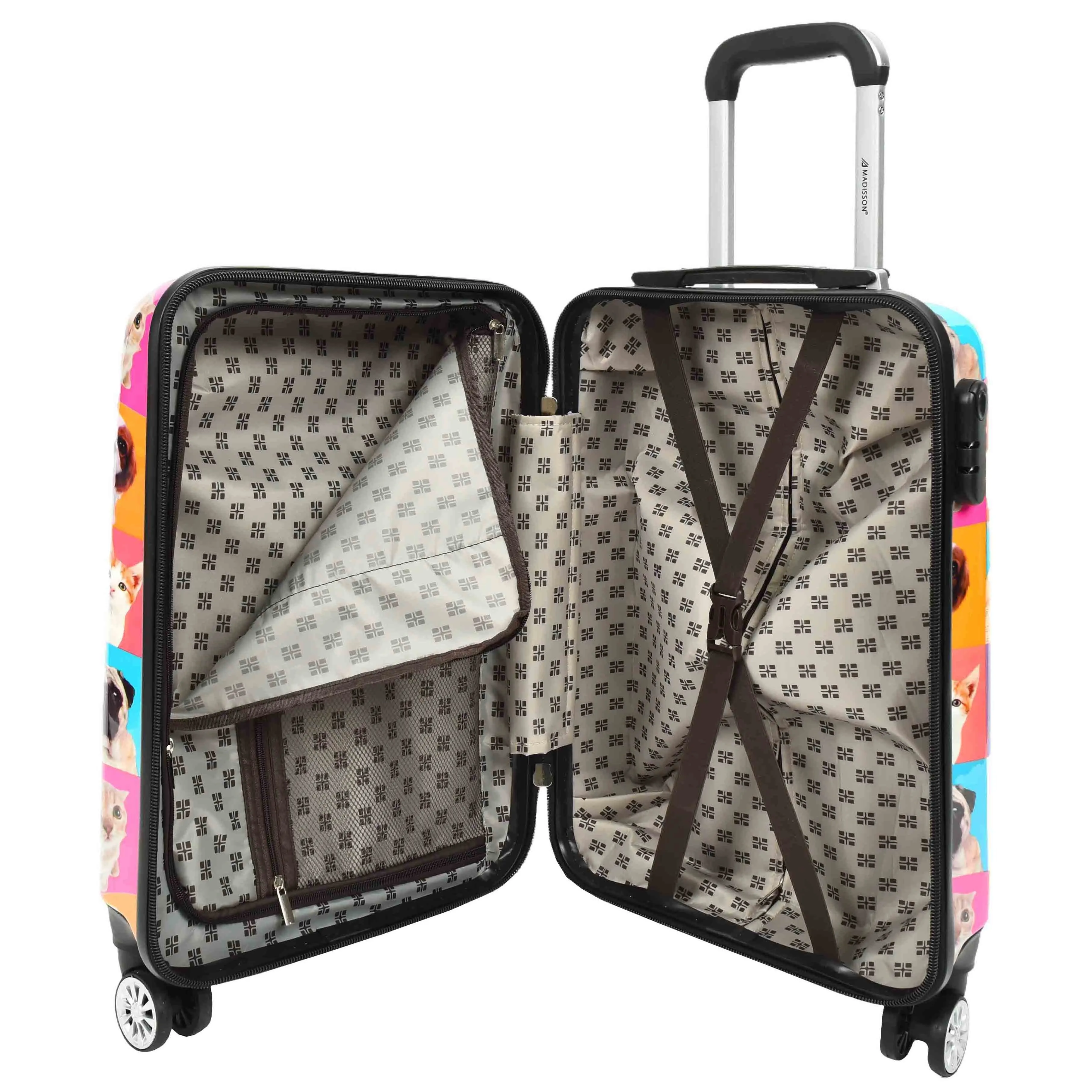 DR628 Hard Shell 4-Wheeled Luggage Dogs and Cats Print Expandable Suitcase