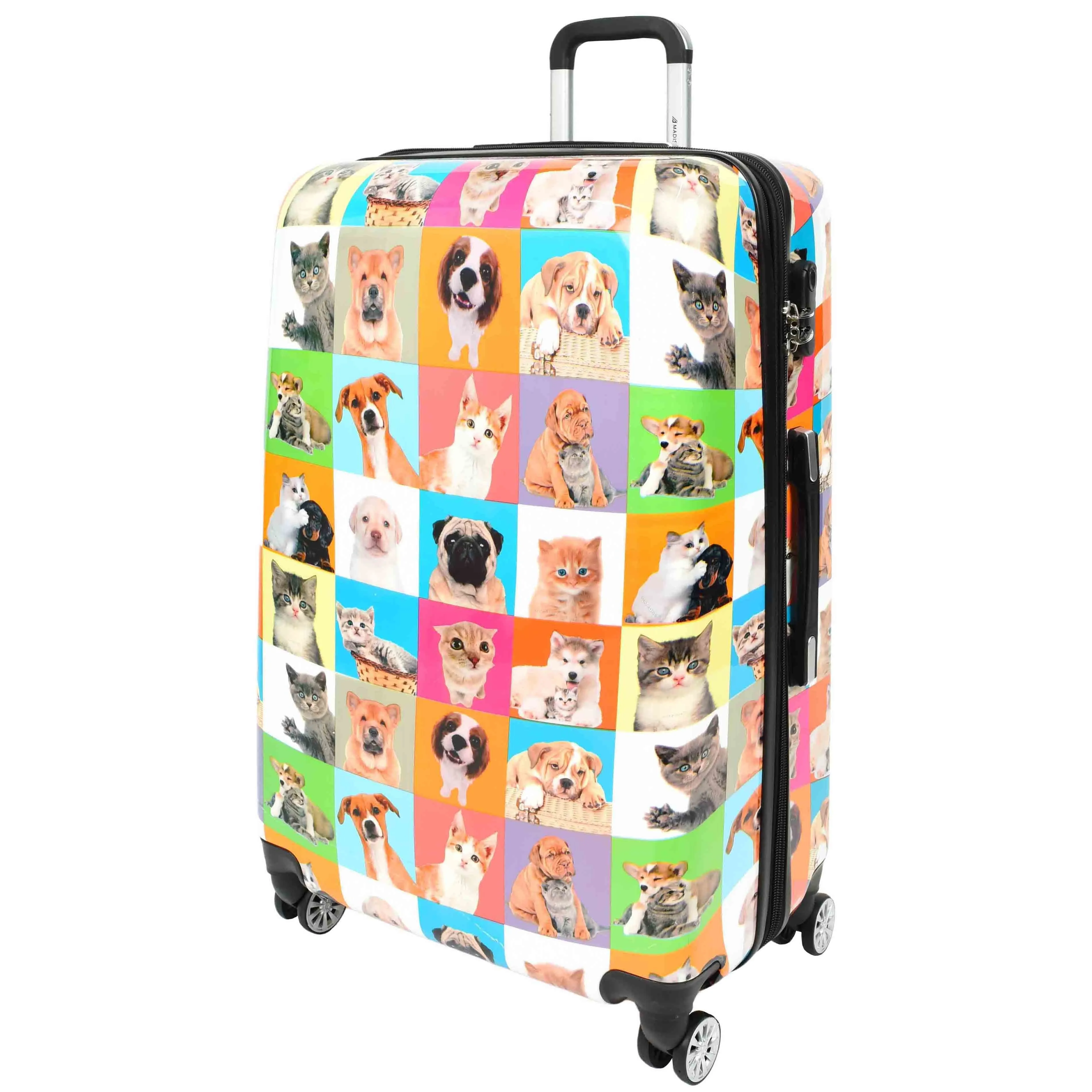DR628 Hard Shell 4-Wheeled Luggage Dogs and Cats Print Expandable Suitcase