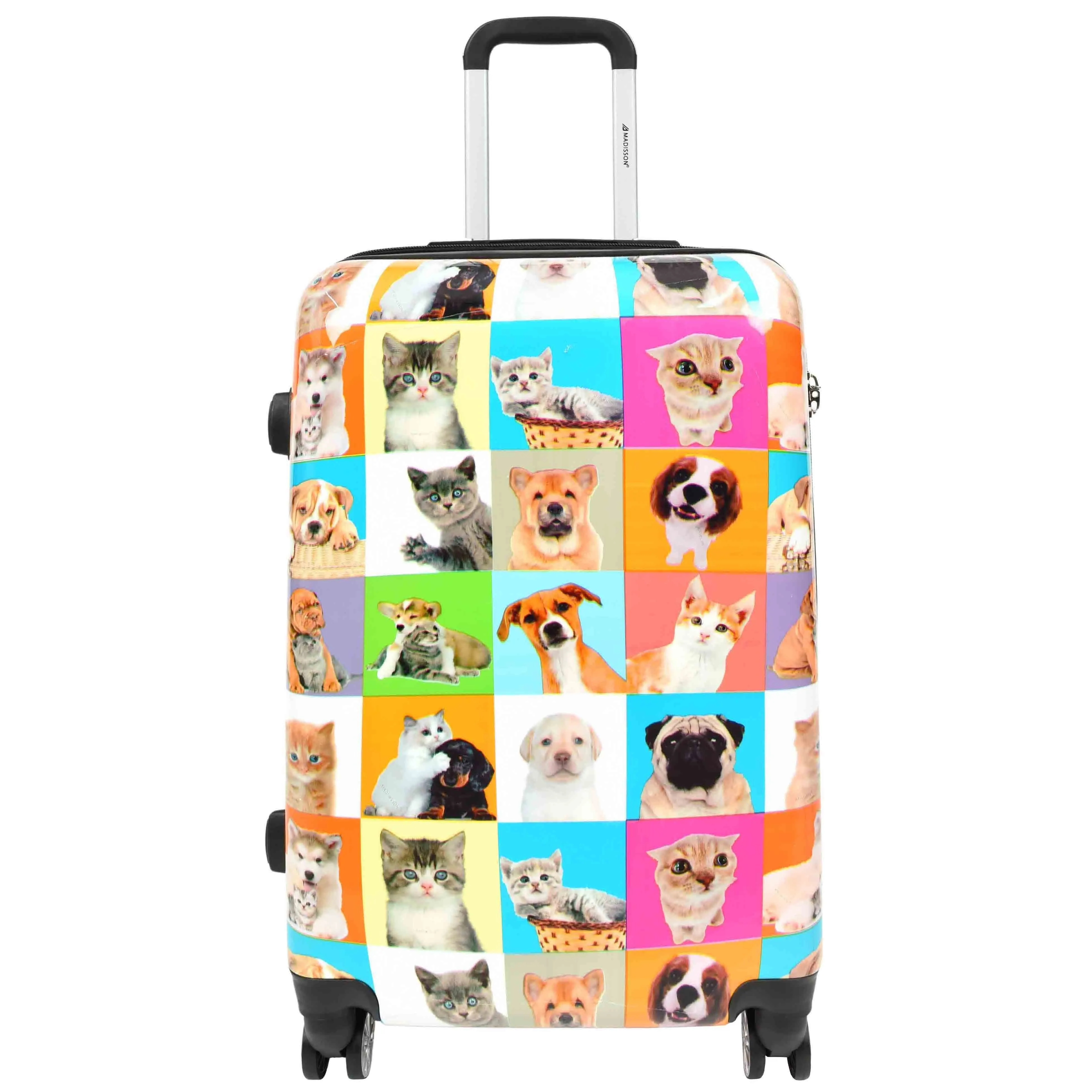 DR628 Hard Shell 4-Wheeled Luggage Dogs and Cats Print Expandable Suitcase