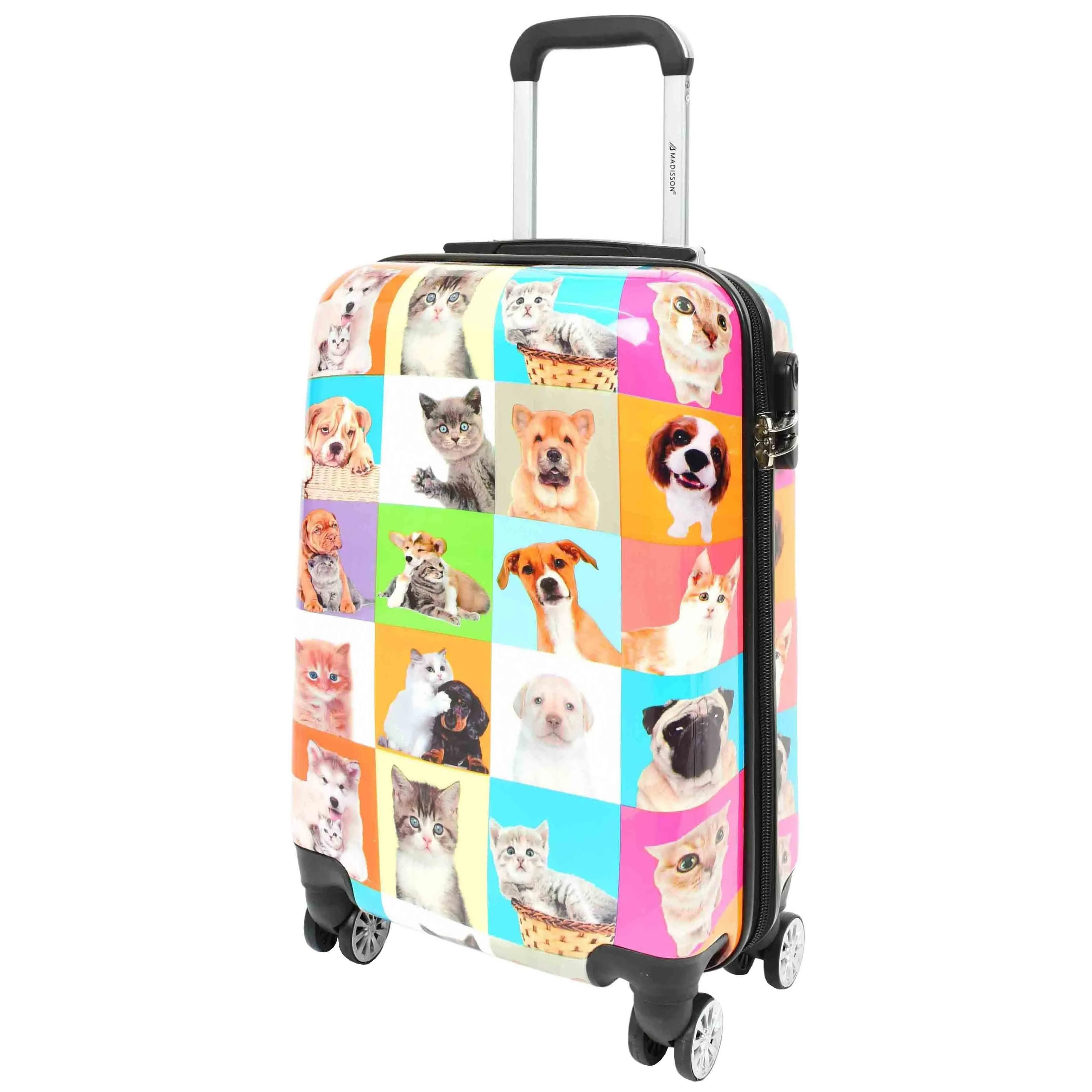 DR628 Hard Shell 4-Wheeled Luggage Dogs and Cats Print Expandable Suitcase