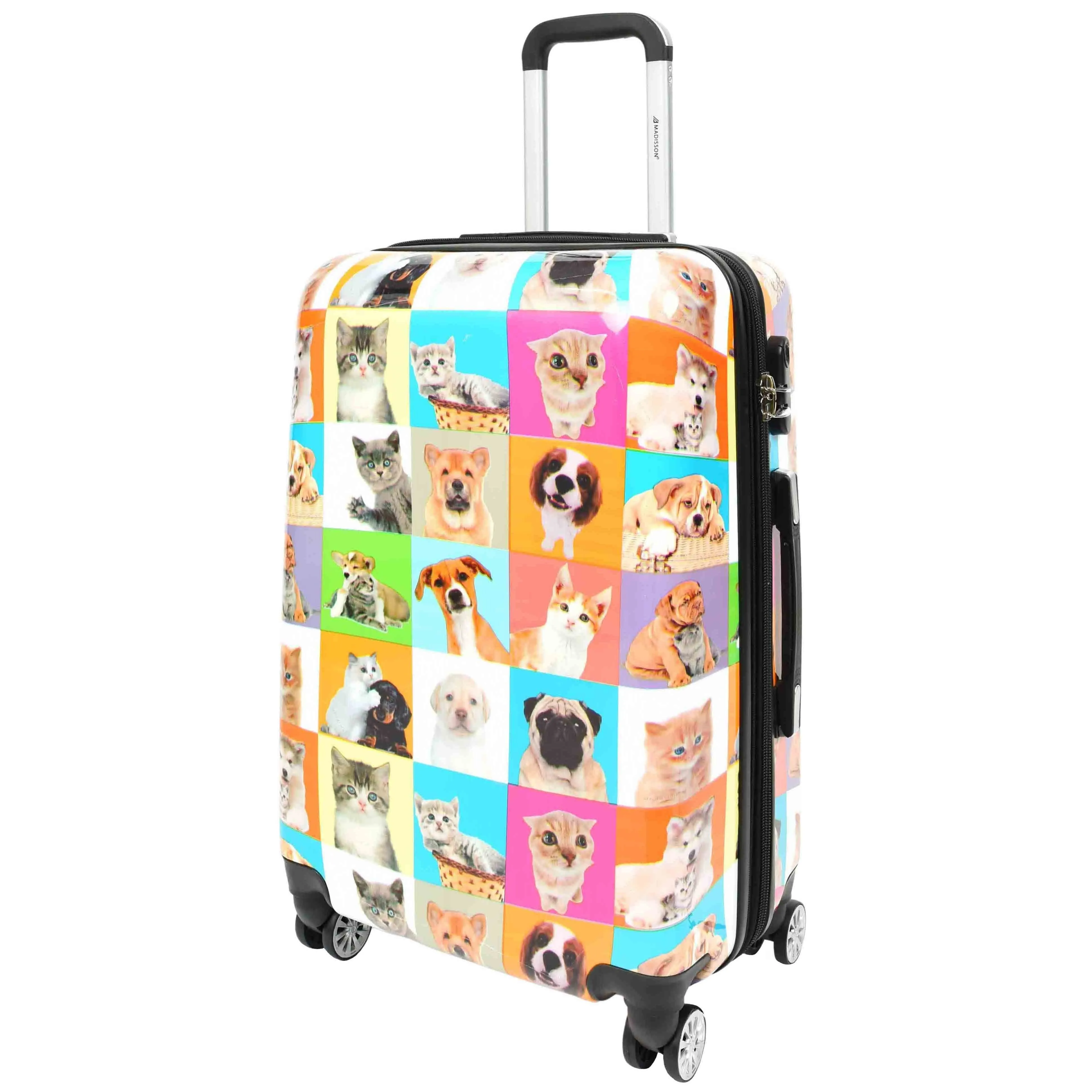 DR628 Hard Shell 4-Wheeled Luggage Dogs and Cats Print Expandable Suitcase