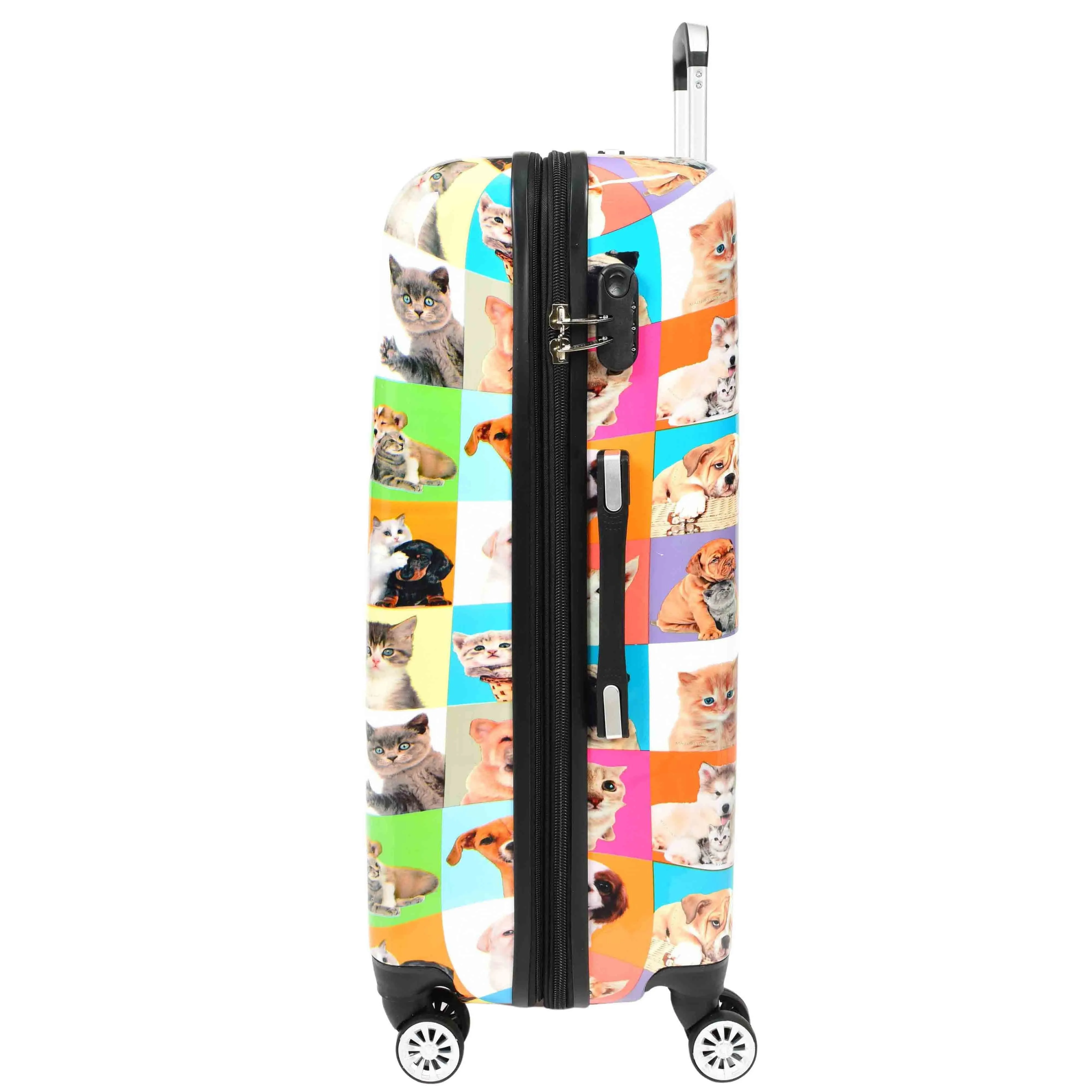 DR628 Hard Shell 4-Wheeled Luggage Dogs and Cats Print Expandable Suitcase