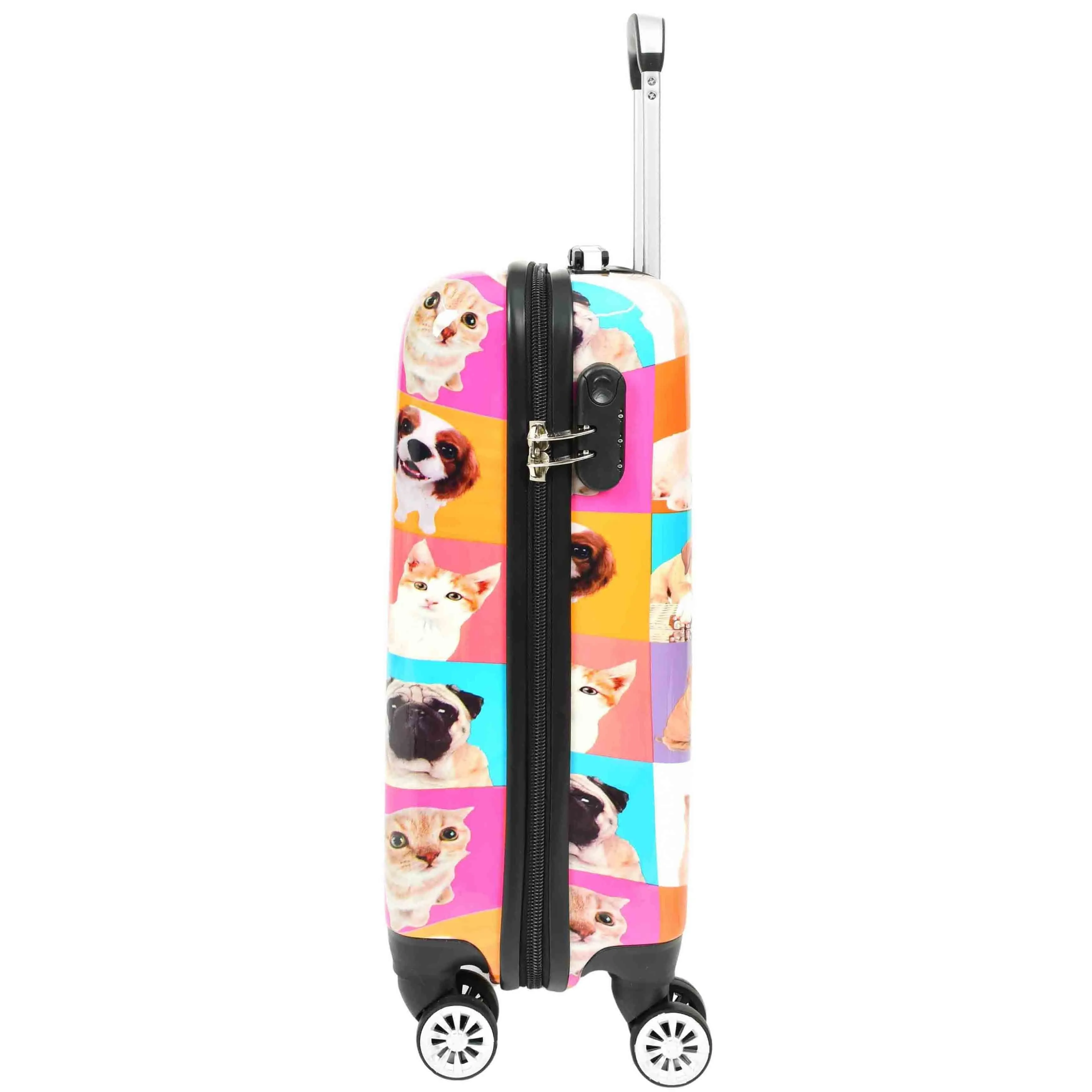 DR628 Hard Shell 4-Wheeled Luggage Dogs and Cats Print Expandable Suitcase