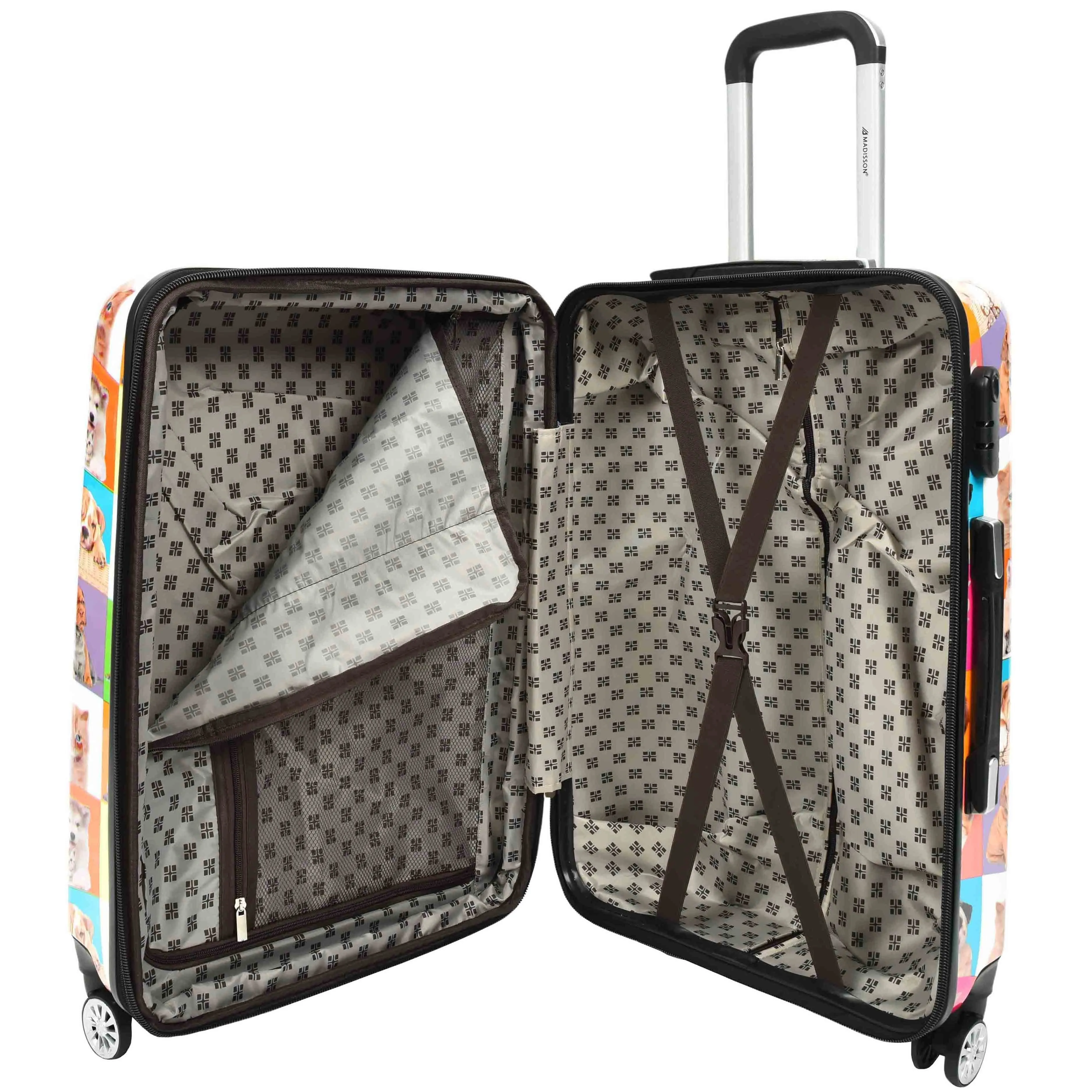 DR628 Hard Shell 4-Wheeled Luggage Dogs and Cats Print Expandable Suitcase