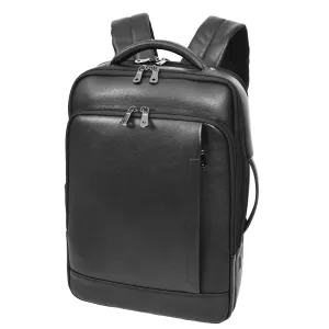 Exclusive Leather Backpack Laptop Section Multi Pockets Rucksack Travel Bag A189 Black