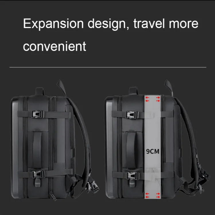 Expandable Waterproof Hard Shell Backpack with USB Charging Port and Large Capacity