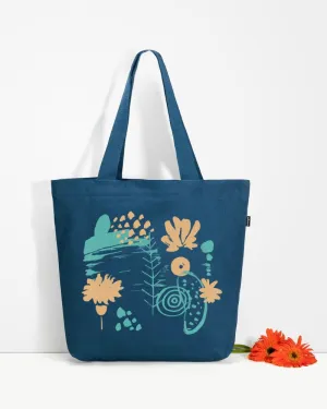 Large Zipper Tote Bag - Abstract Bloom