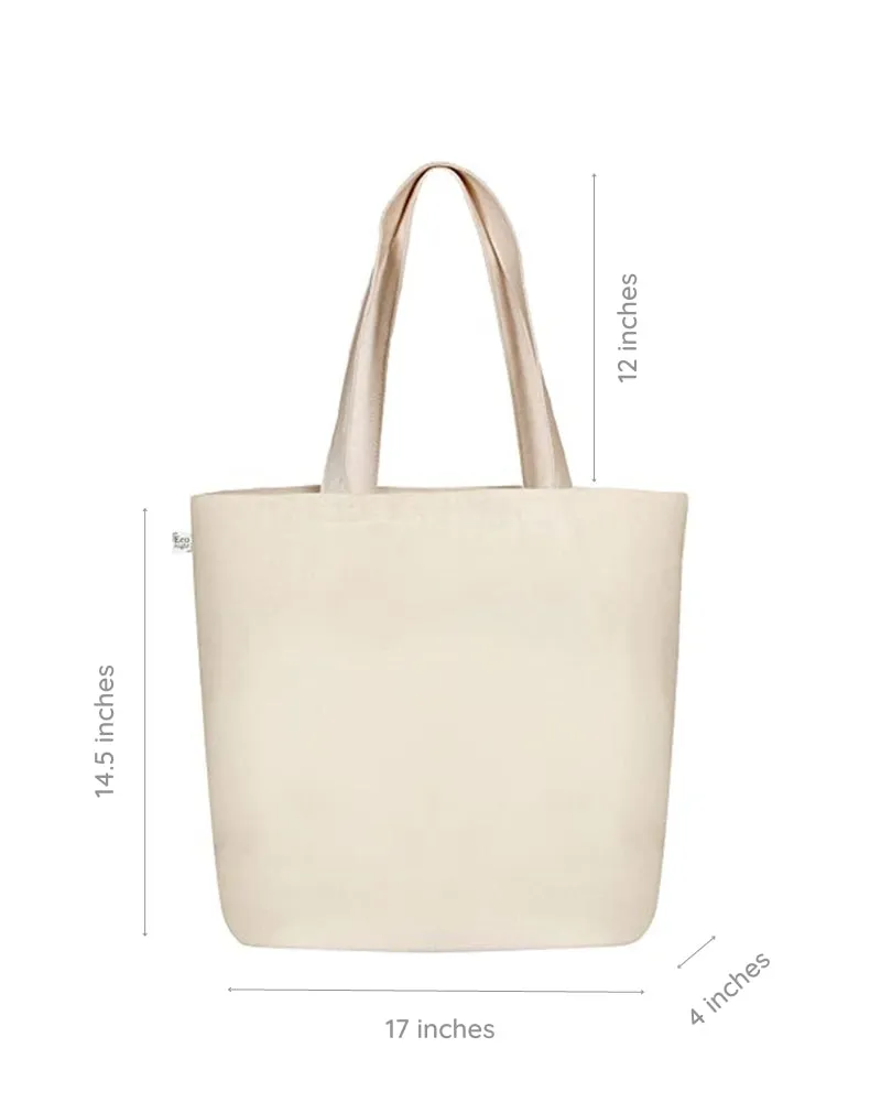 Large Zipper Tote Bag - Sparrow Love (Natural)