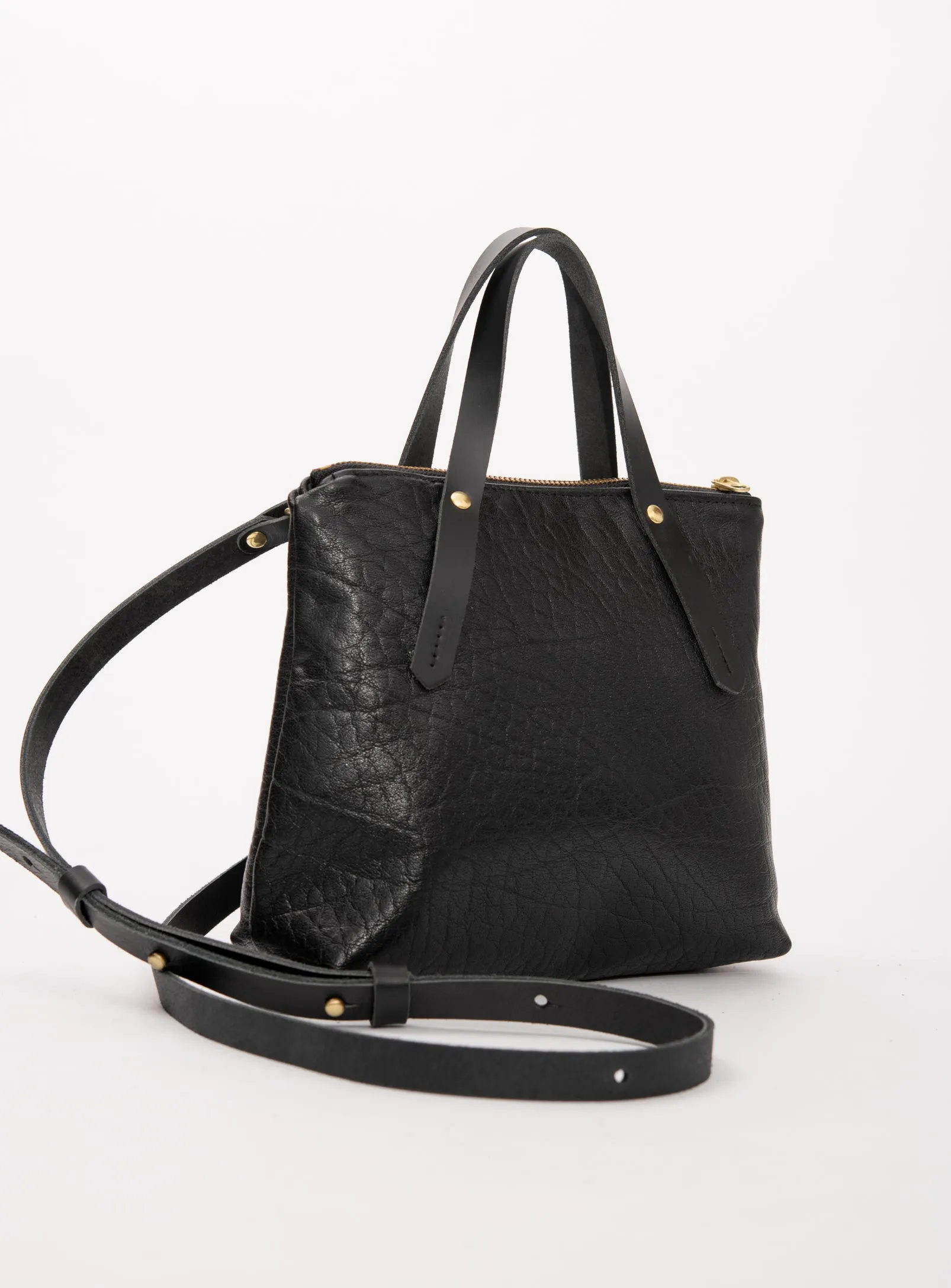 Leather handbag with crossbody strap PAPINEAU model
