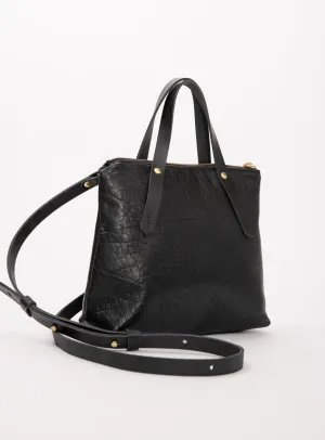Leather handbag with crossbody strap PAPINEAU model