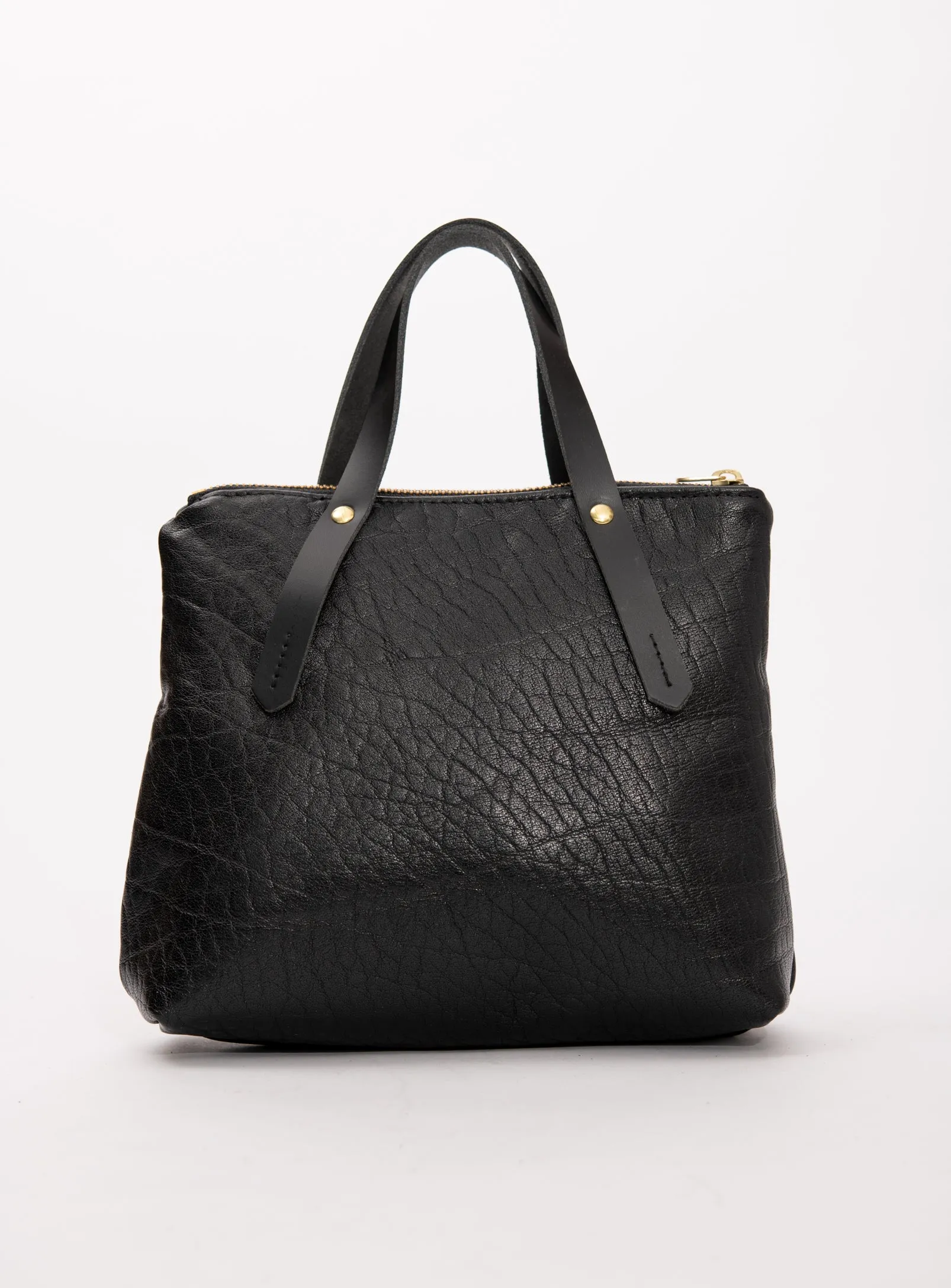 Leather handbag with crossbody strap PAPINEAU model