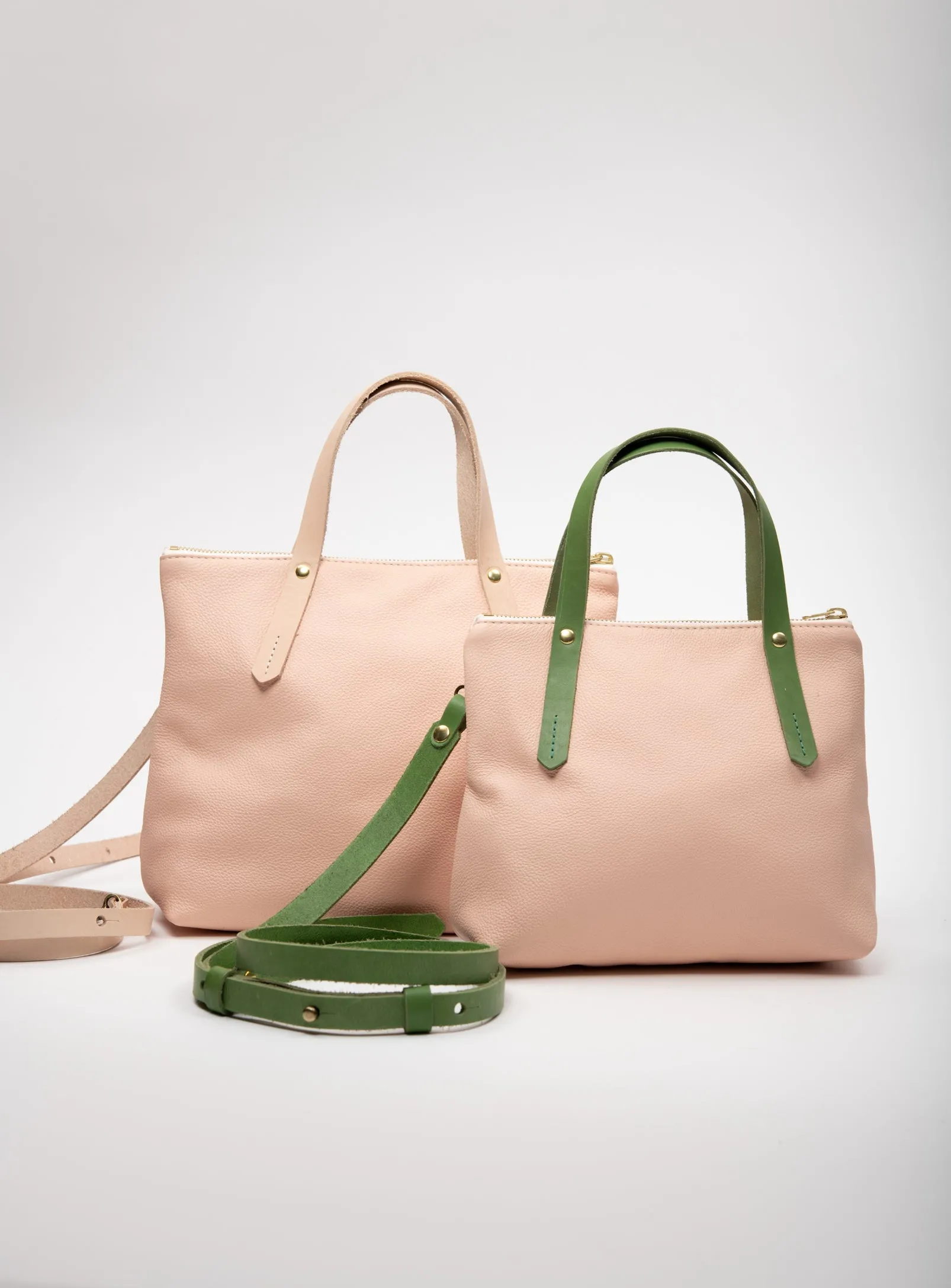Leather handbag with crossbody strap PAPINEAU model