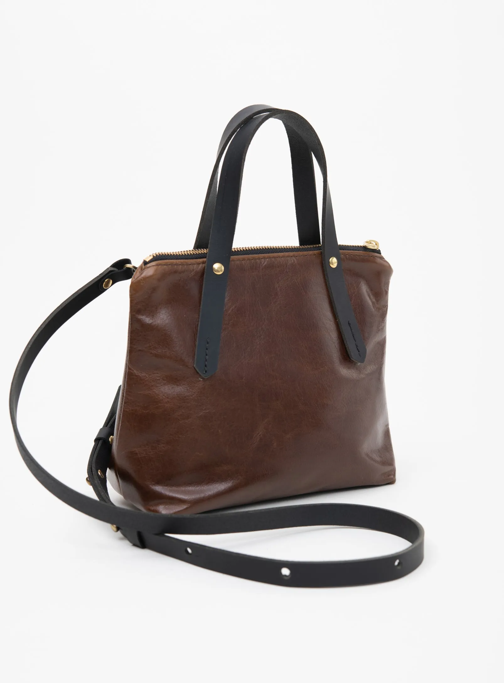 Leather handbag with crossbody strap PAPINEAU model
