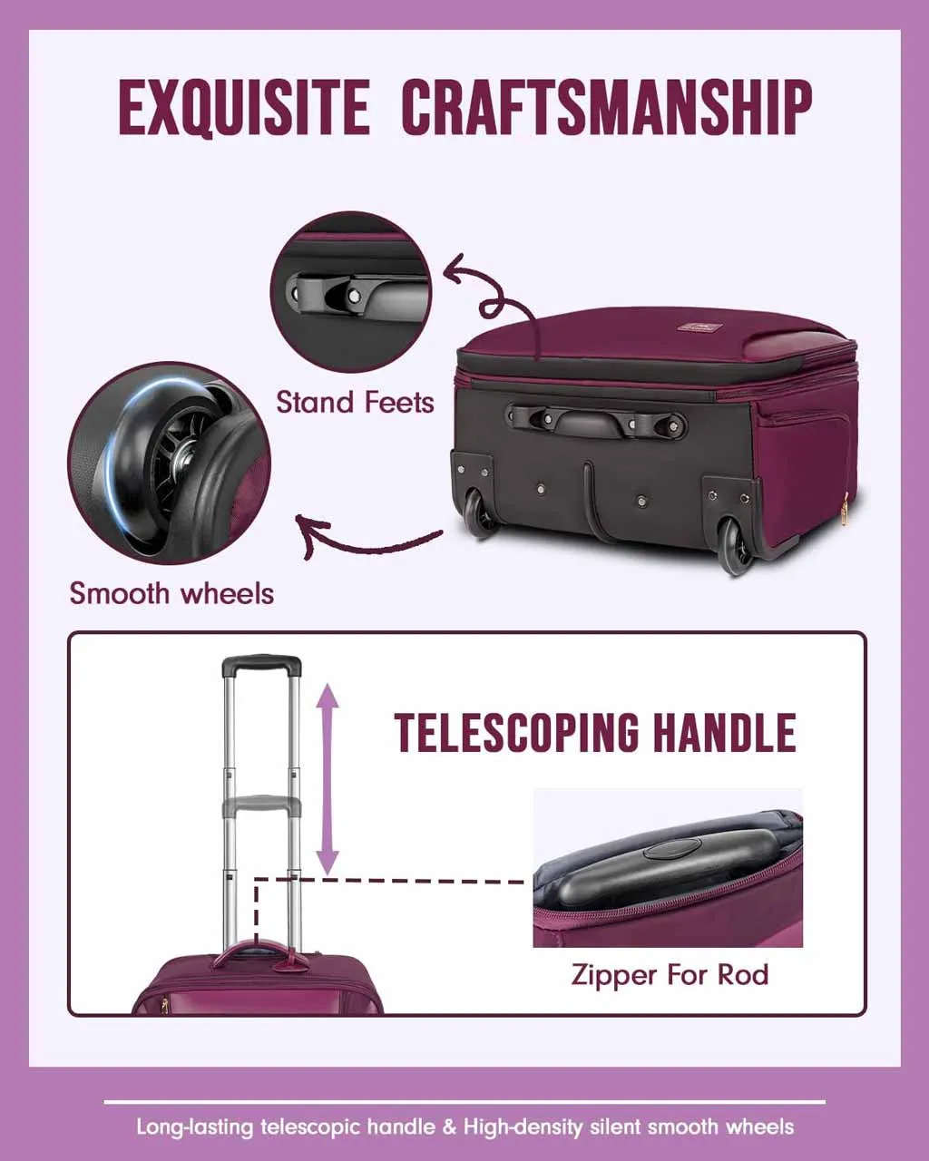Matein Laptop Roller Bag with 3 Packing Cubes