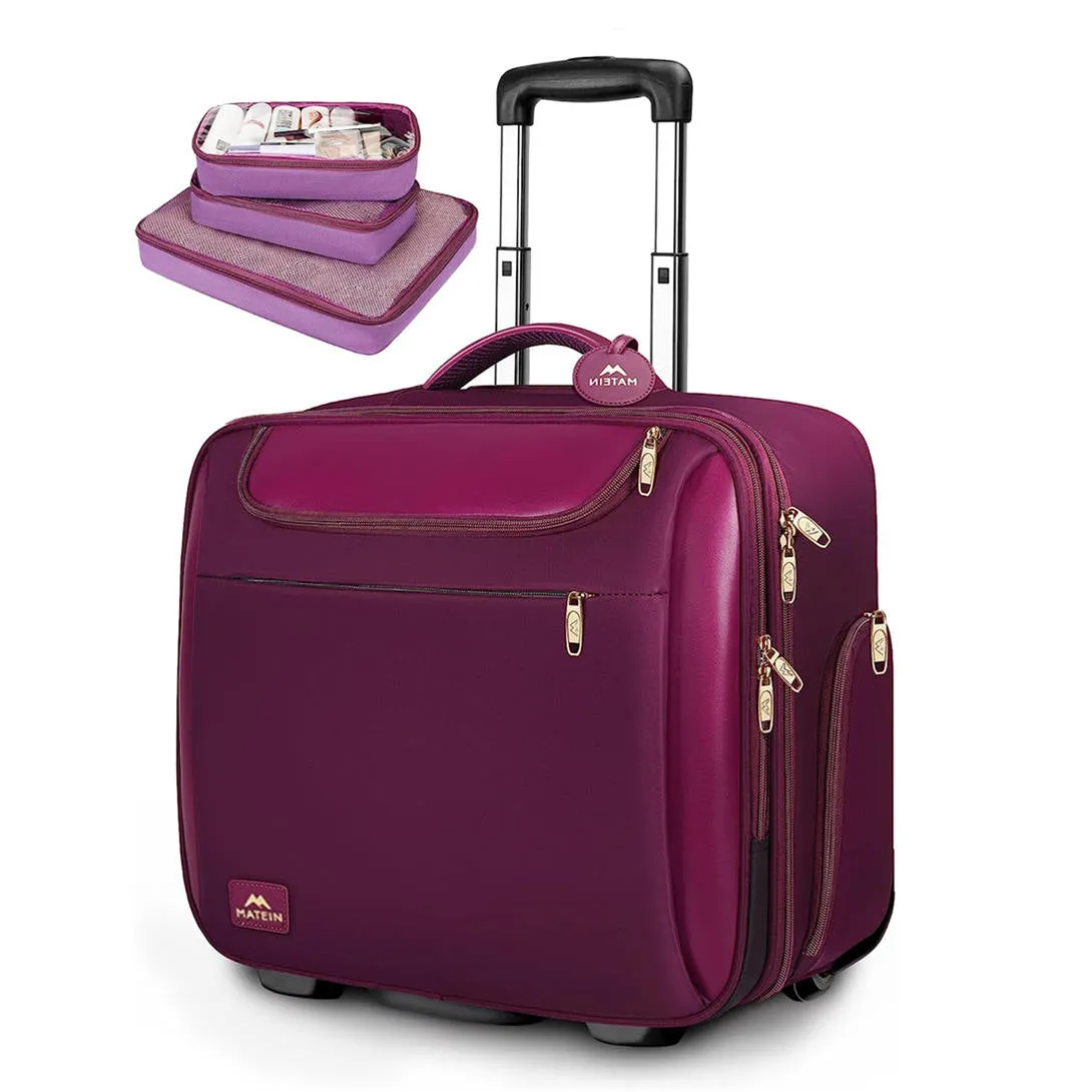 Matein Laptop Roller Bag with 3 Packing Cubes