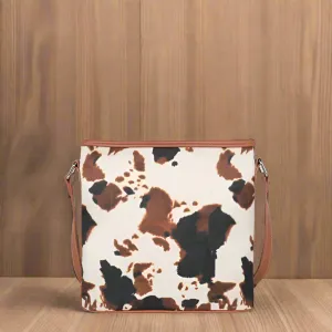 Montana West Cow Print Canvas Crossbody Bag