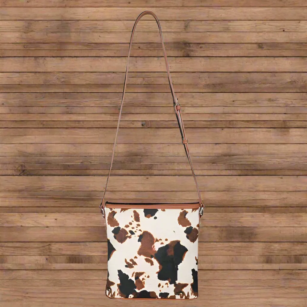 Montana West Cow Print Canvas Crossbody Bag