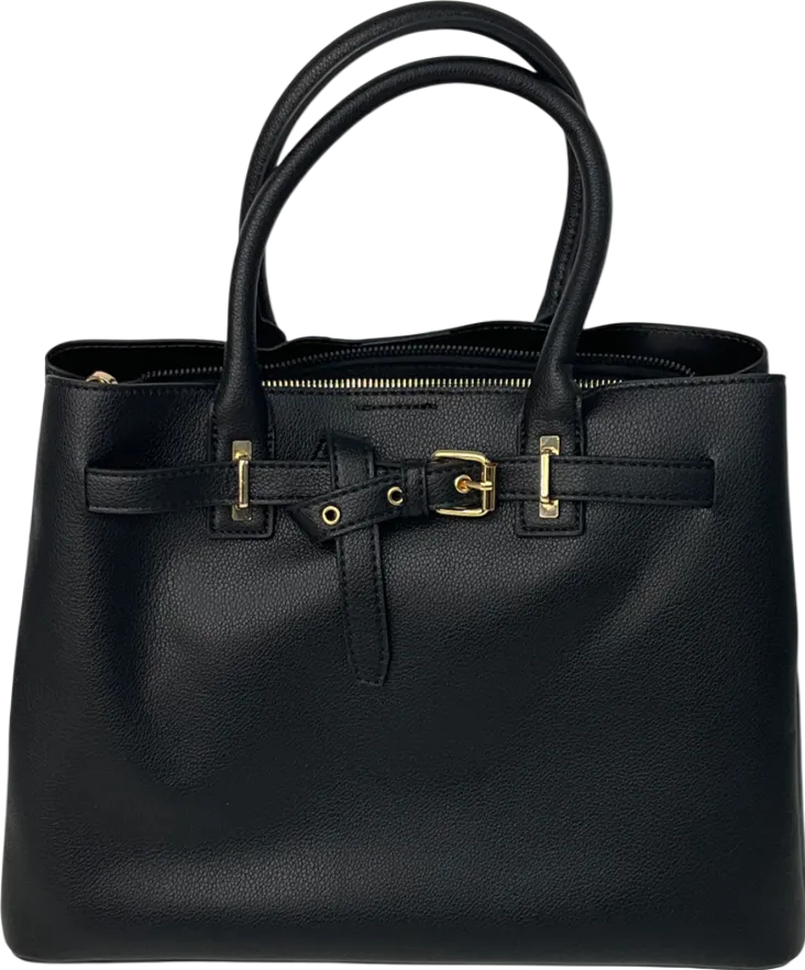 New Look Black Leather-look Buckle Tote Bag One Size