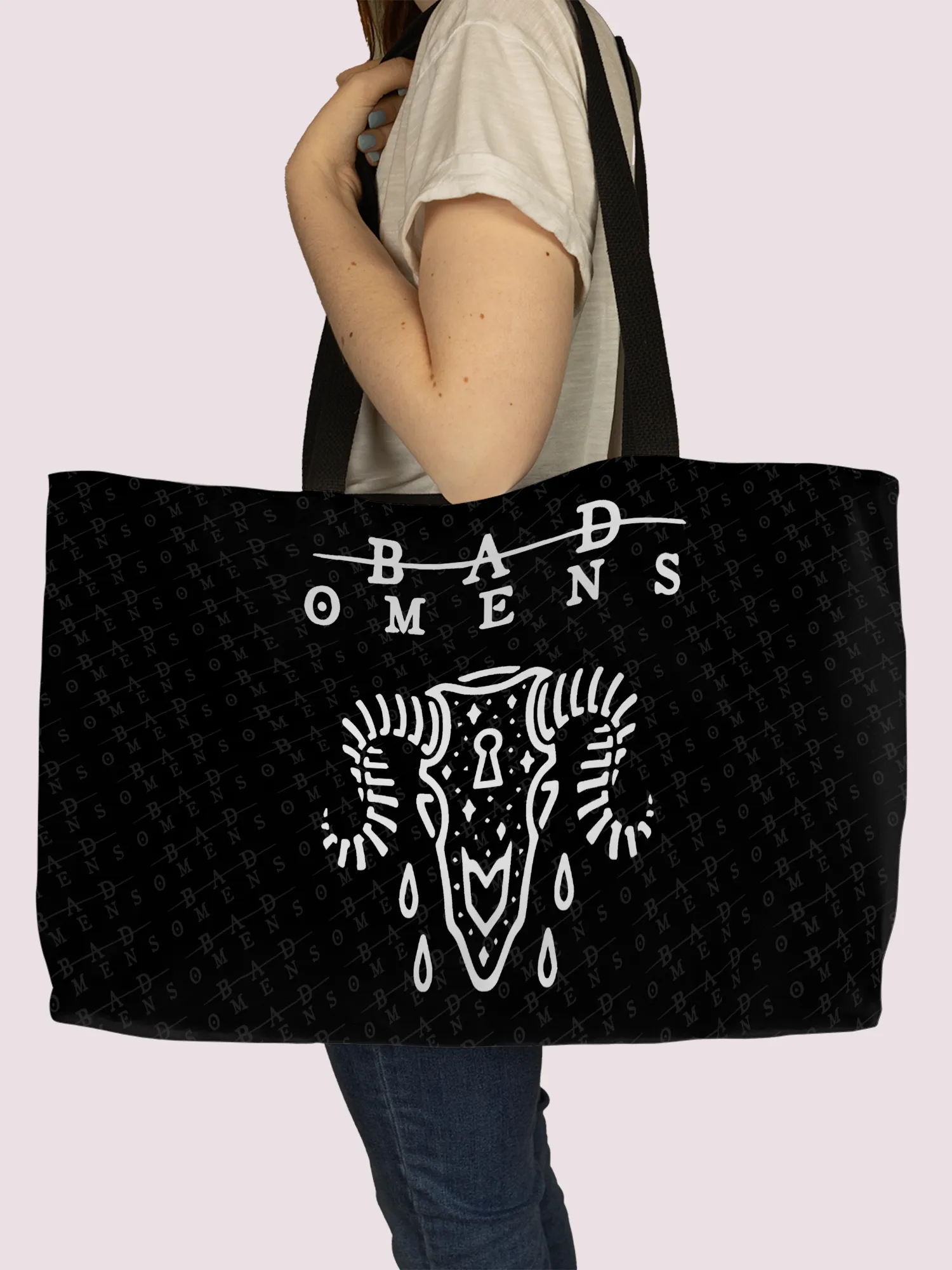 Rocksax Bad Omens Webbing Handled Beach/Shopper Tote - Ramskull