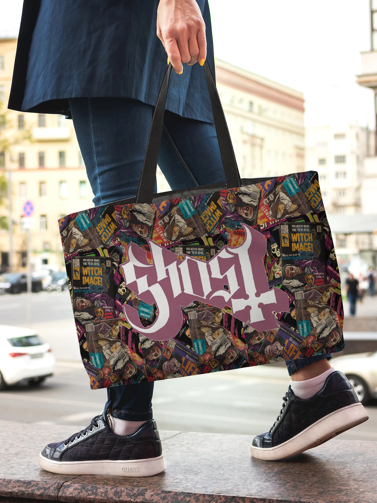 Rocksax Ghost Webbing Handled Shopper/Tote - Magazines