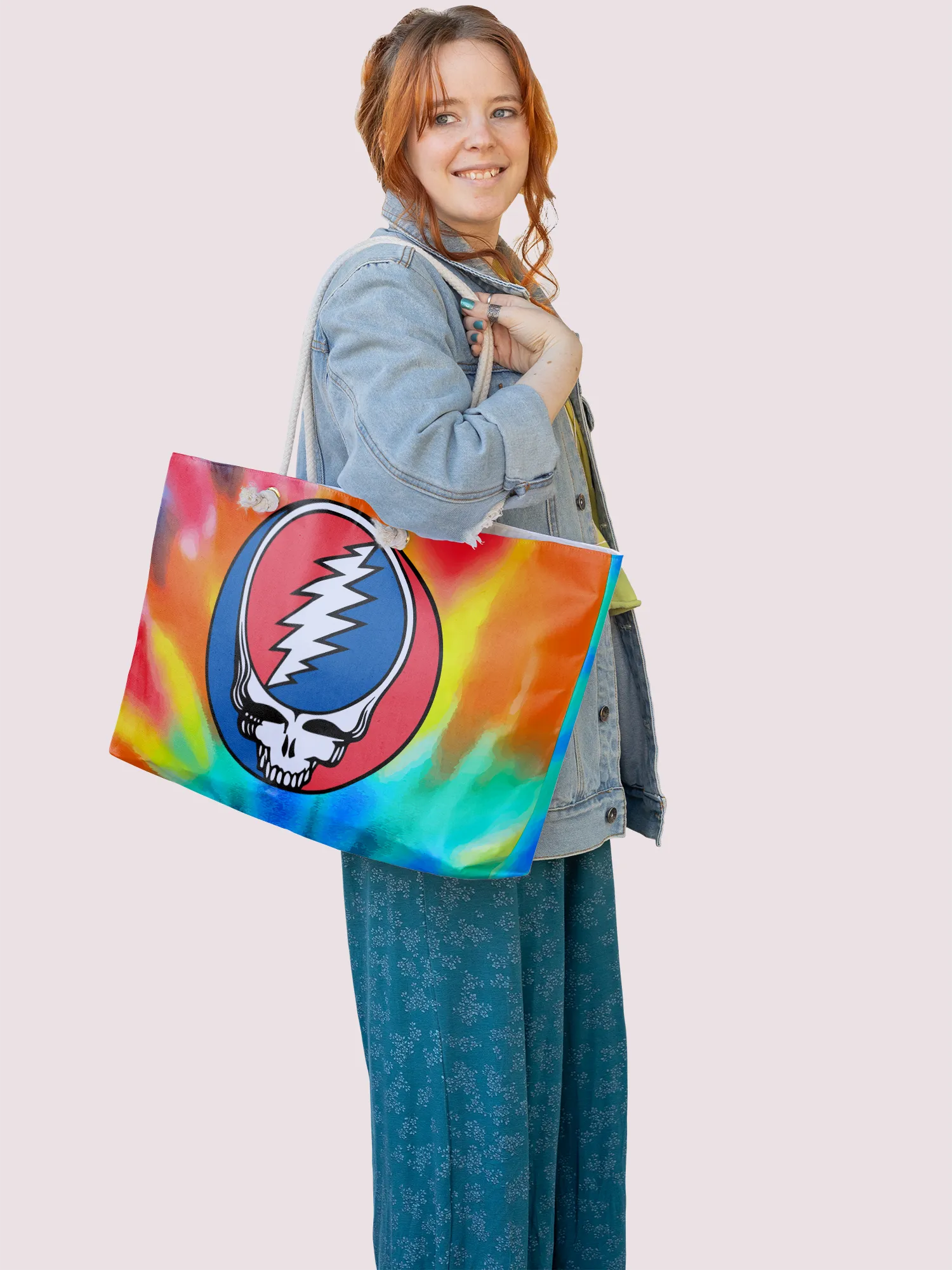 Rocksax Grateful Dead Rope Handled Beach Bag - Steal Your Face