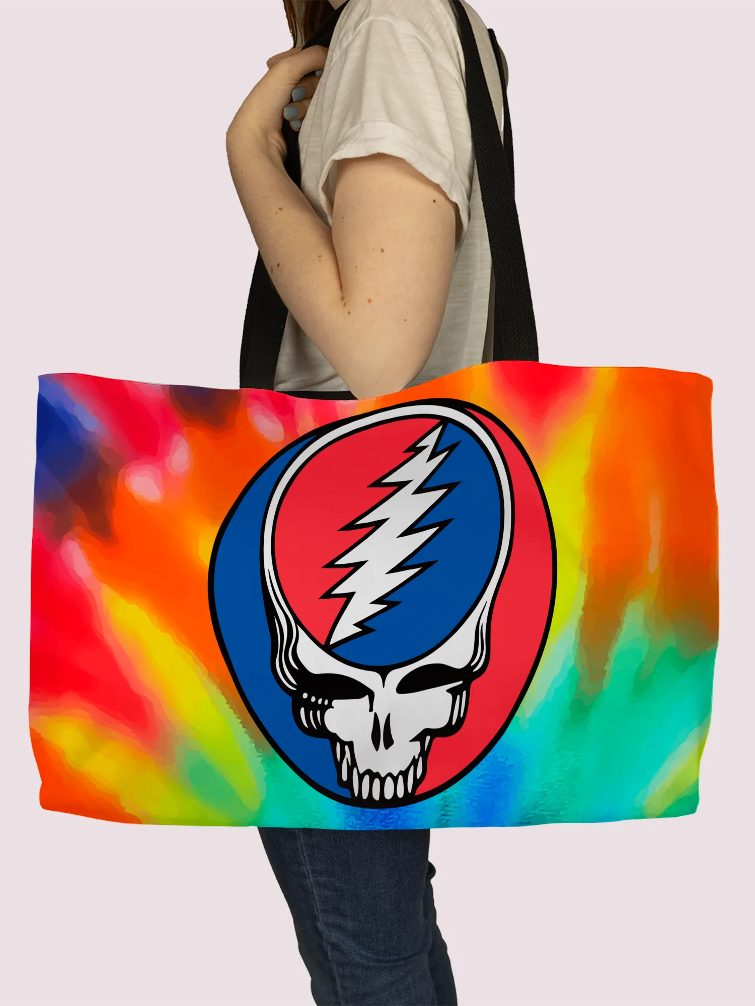 Rocksax Grateful Dead Webbing Handled Beach/Shopper Bag - Steal Your Face
