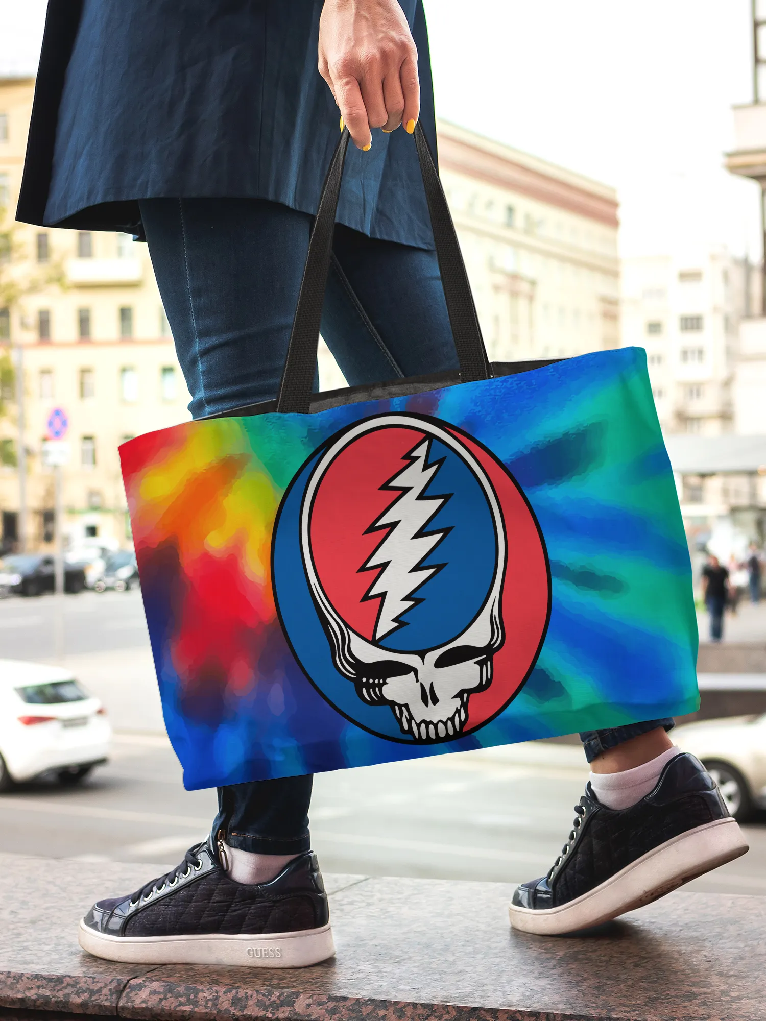 Rocksax Grateful Dead Webbing Handled Beach/Shopper Bag - Steal Your Face