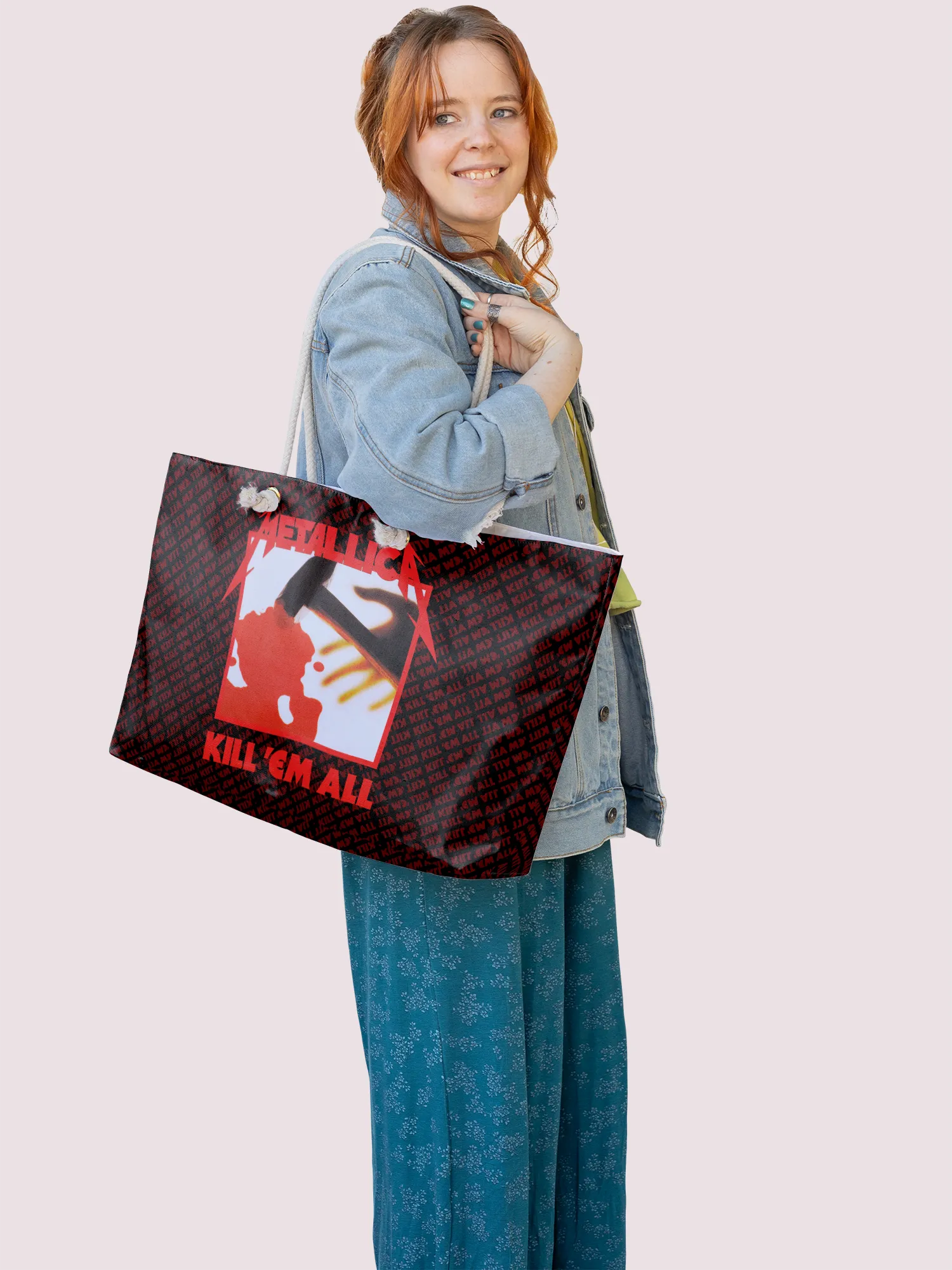 Rocksax Metallica Rope Handled Beach Bag - Kill Um All