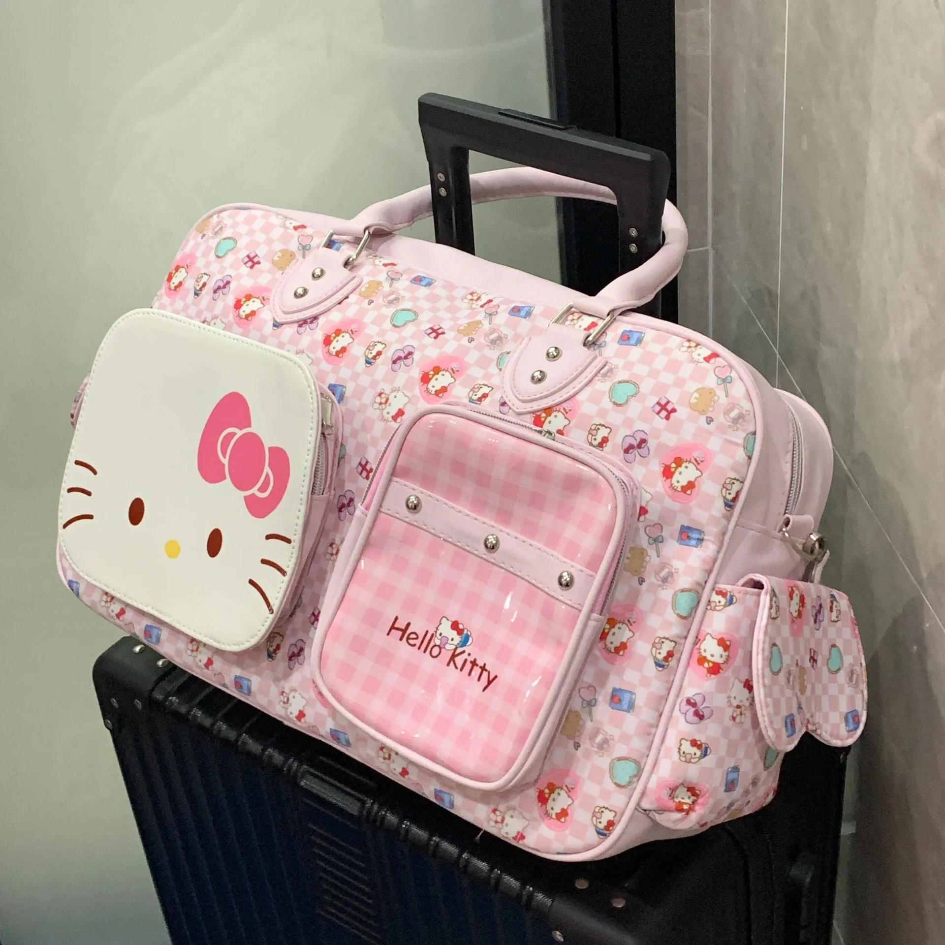 Sanrio Weekender Bag Cute PU Large Travel Tote for Women Gym Duffel