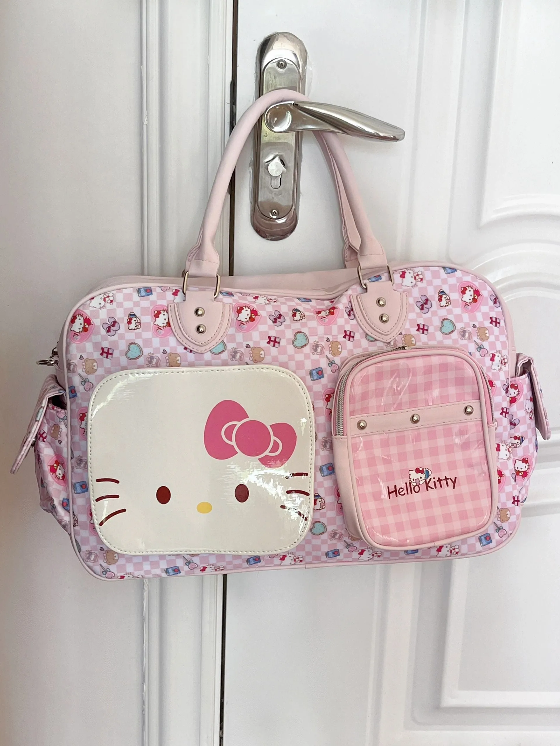 Sanrio Weekender Bag Cute PU Large Travel Tote for Women Gym Duffel