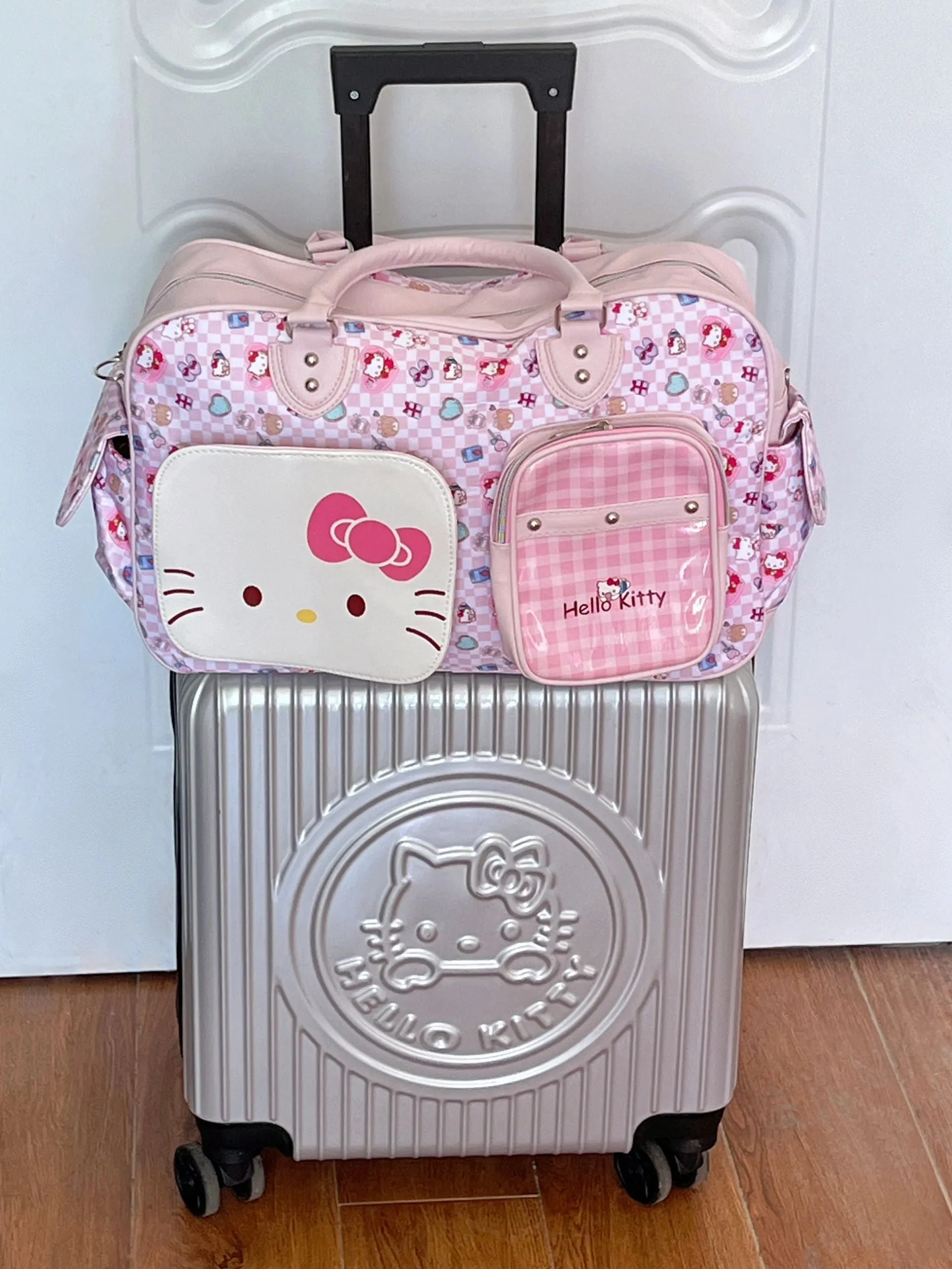 Sanrio Weekender Bag Cute PU Large Travel Tote for Women Gym Duffel