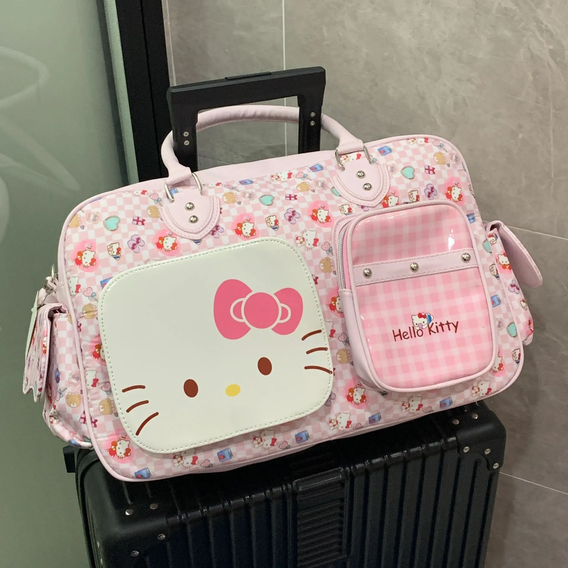 Sanrio Weekender Bag Cute PU Large Travel Tote for Women Gym Duffel
