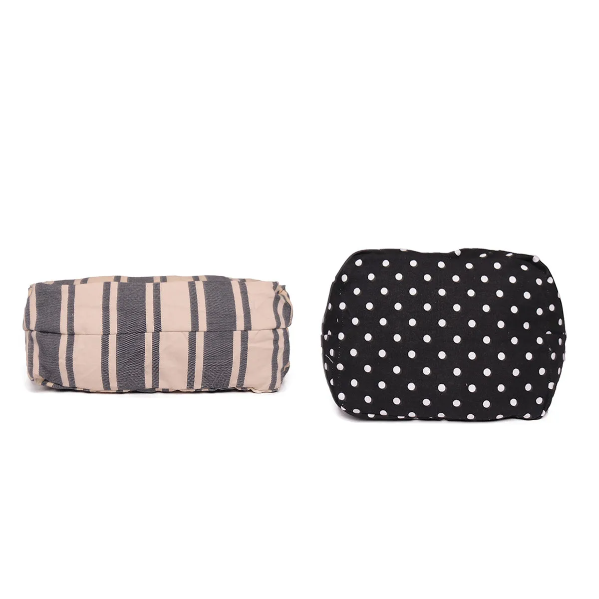 Set Of Two  Women Blue Stripe Print Oversized Shopper Bag