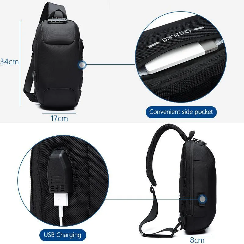 Sling Bag Crossbody Anti-Theft Lockable
