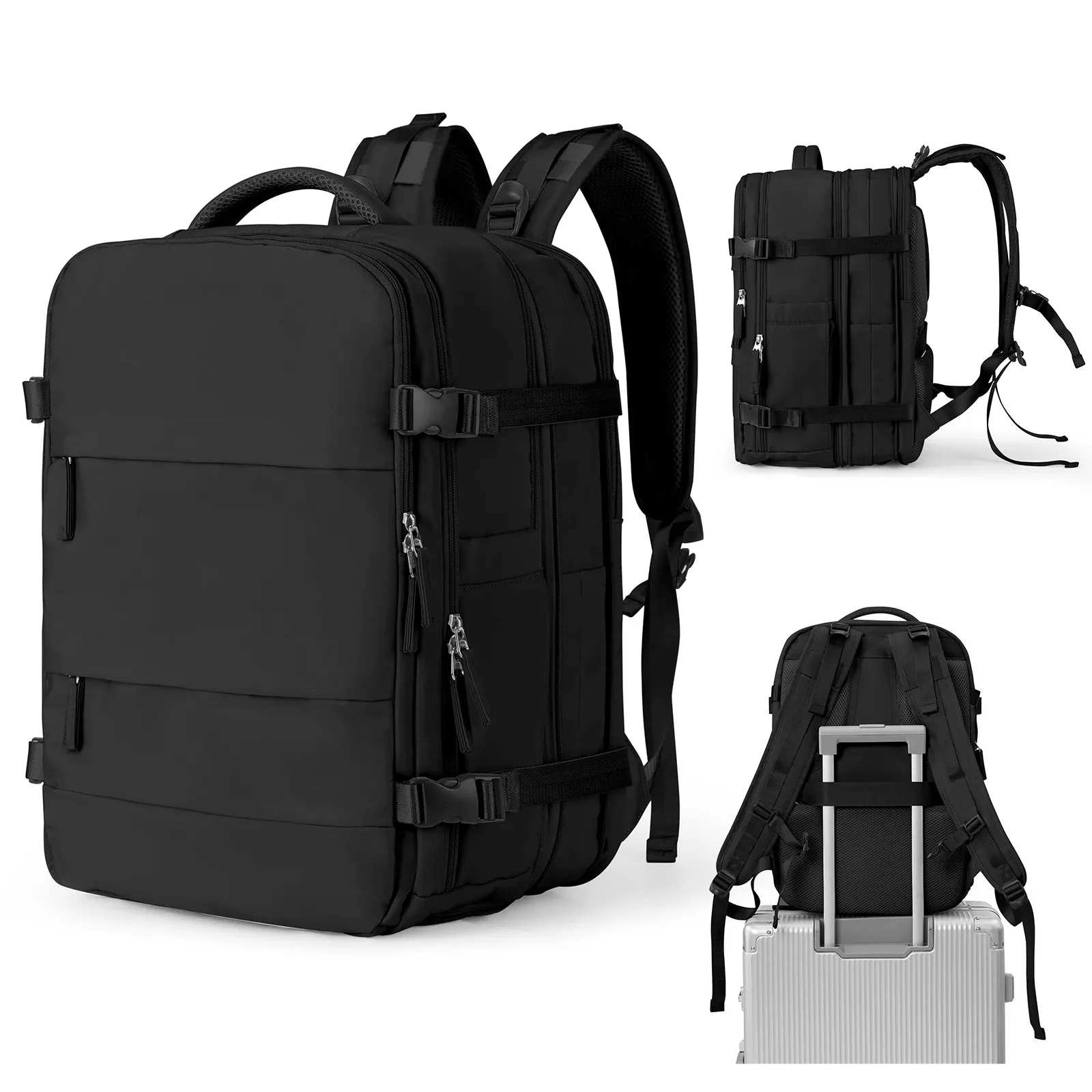 Sohiwoo Weekender Carry on Backpack,45L Expandable Travel Backpack Convertible Briefcase, Water Resistant  Laptop Backpack for Men Women