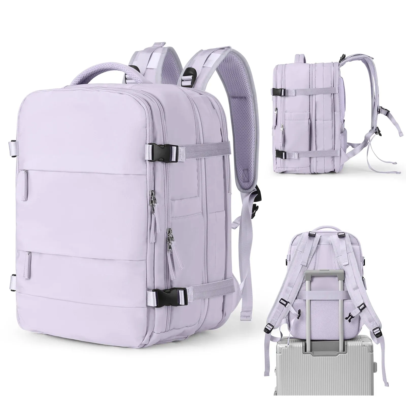 Sohiwoo Weekender Carry on Backpack,45L Expandable Travel Backpack Convertible Briefcase, Water Resistant  Laptop Backpack for Men Women