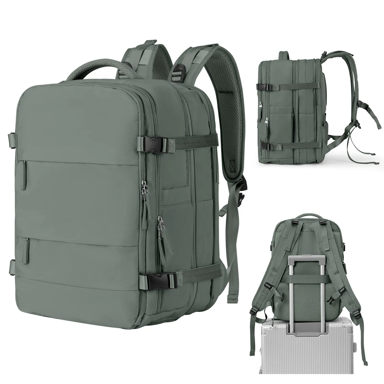 Sohiwoo Weekender Carry on Backpack,45L Expandable Travel Backpack Convertible Briefcase, Water Resistant  Laptop Backpack for Men Women