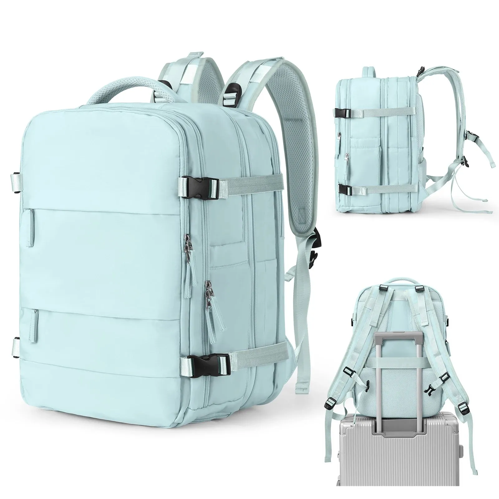 Sohiwoo Weekender Carry on Backpack,45L Expandable Travel Backpack Convertible Briefcase, Water Resistant  Laptop Backpack for Men Women