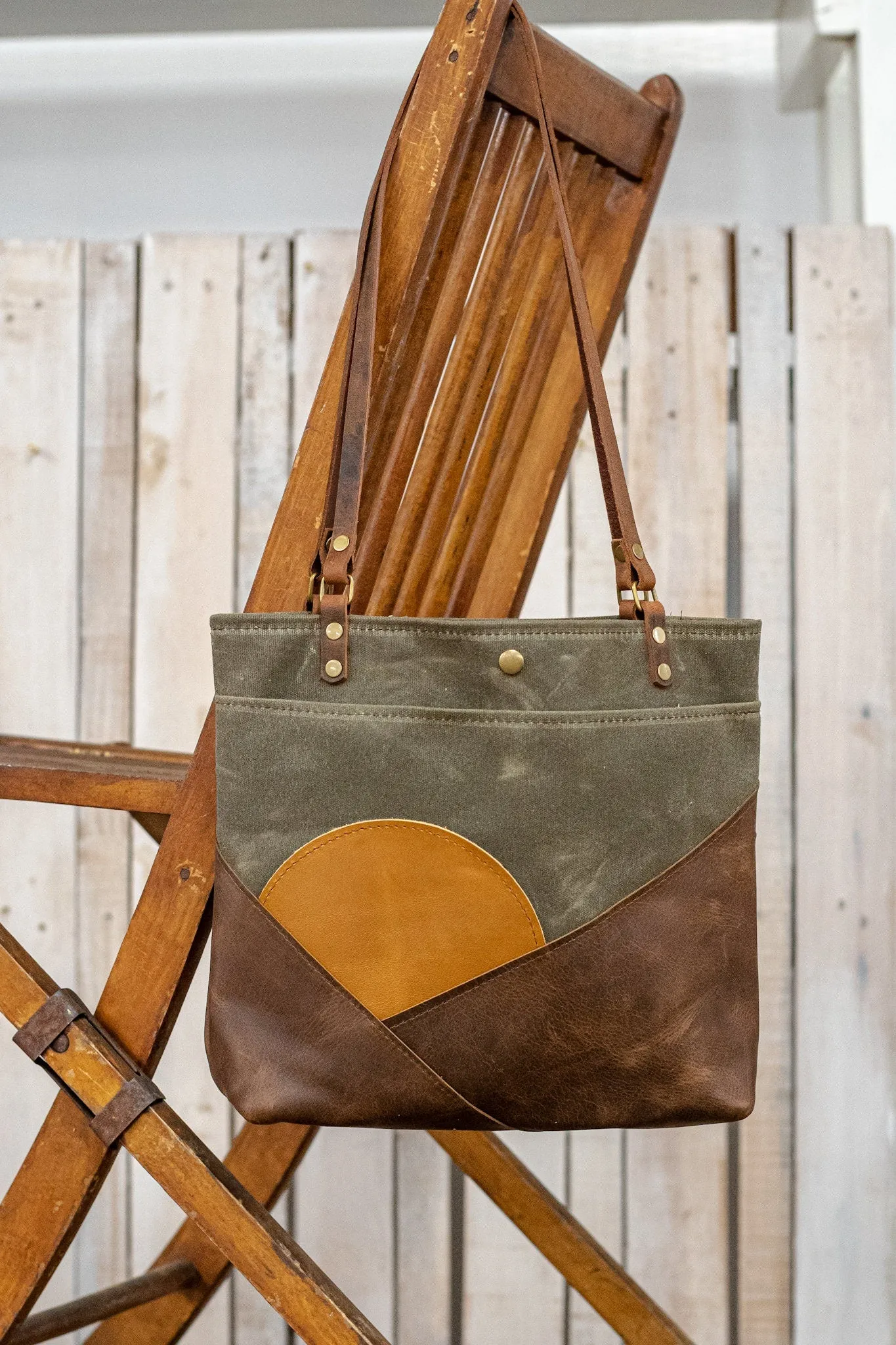 The Waxed Canvas Sunrise Tote | Leather tote | Made in USA | small
