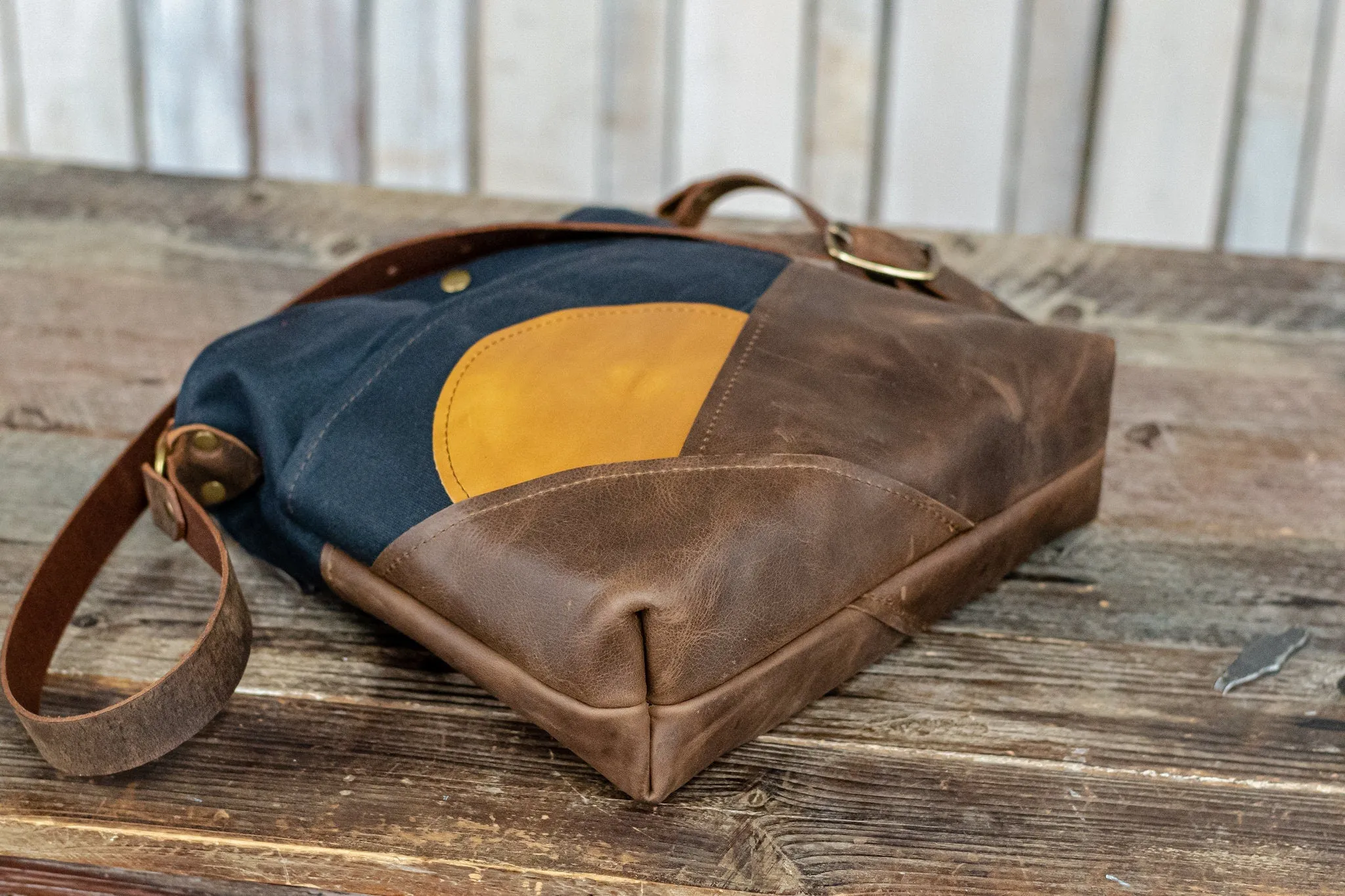 The Waxed Canvas Sunrise Tote | Leather tote | Made in USA | small