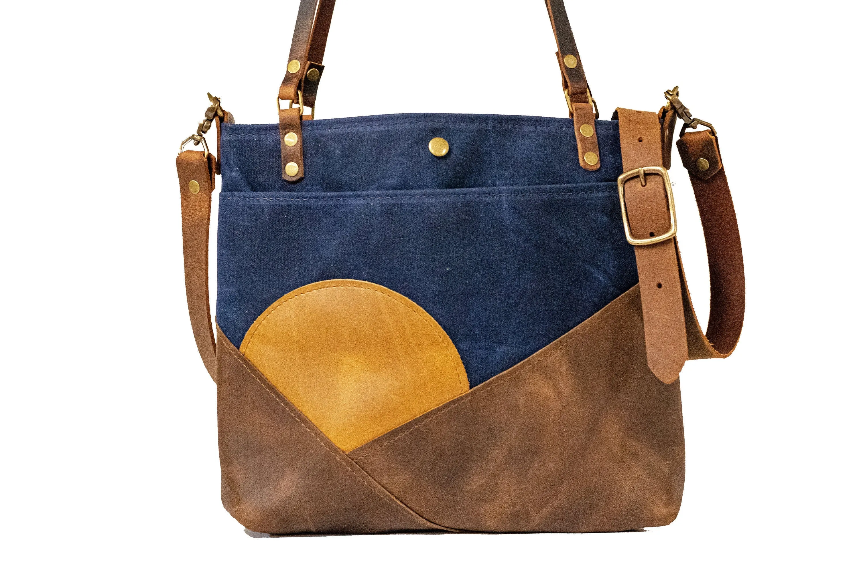 The Waxed Canvas Sunrise Tote | Leather tote | Made in USA | small