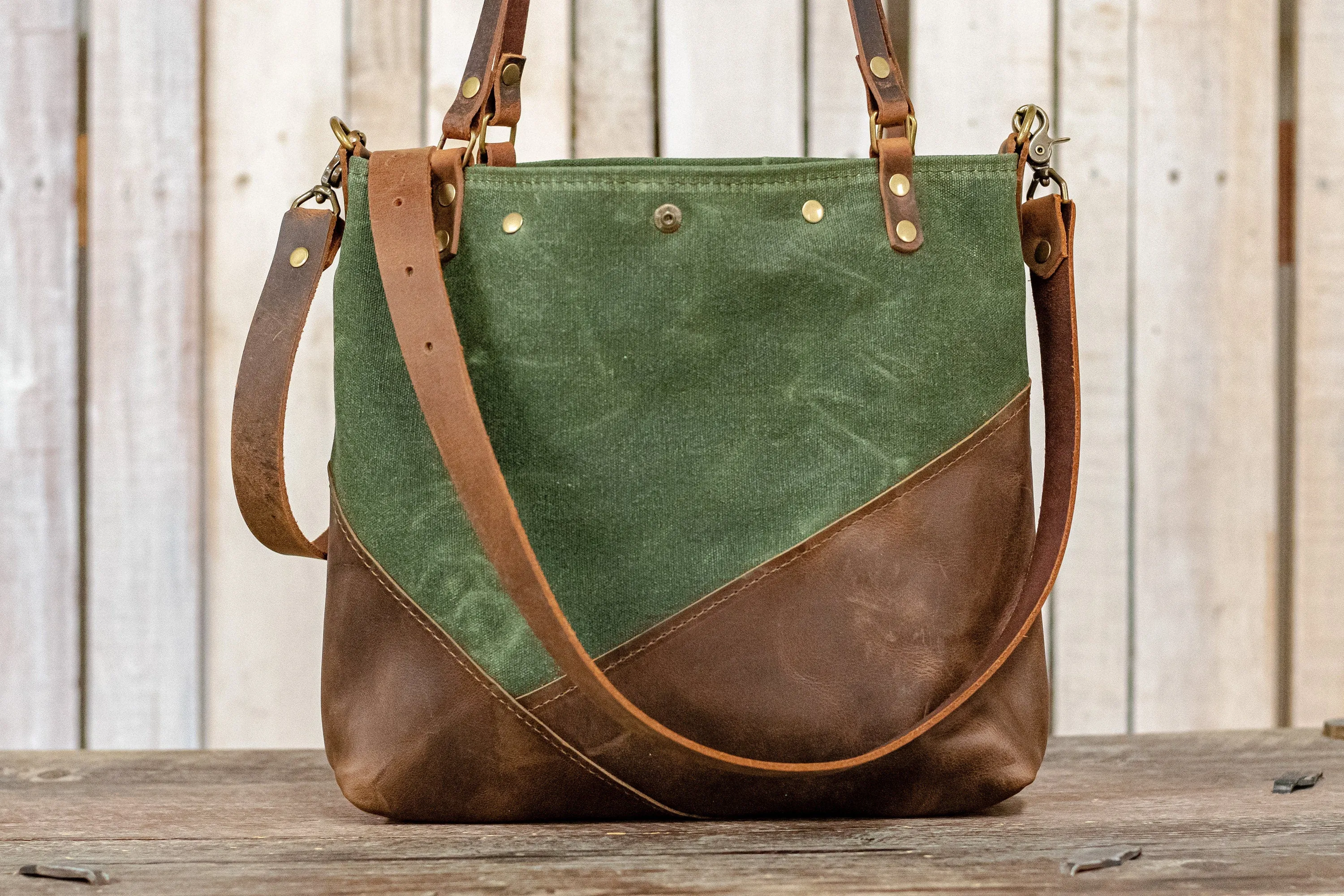 The Waxed Canvas Sunrise Tote | Leather tote | Made in USA | small