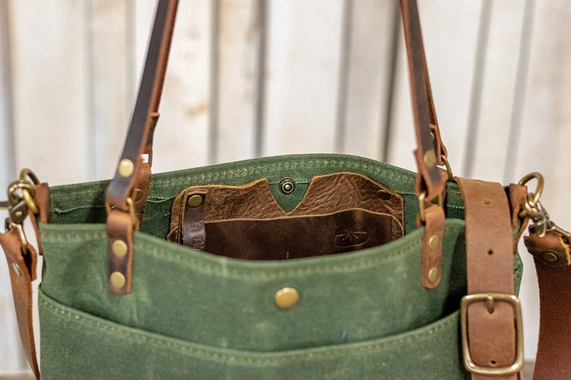 The Waxed Canvas Sunrise Tote | Leather tote | Made in USA | small