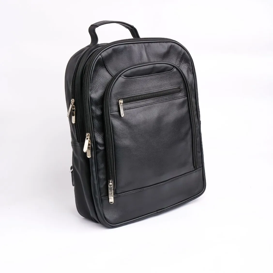 Trio Leather Backpack (BLACK)