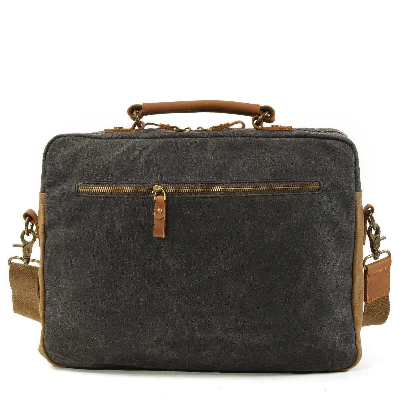 Waxed Canvas Laptop Briefcase for Men