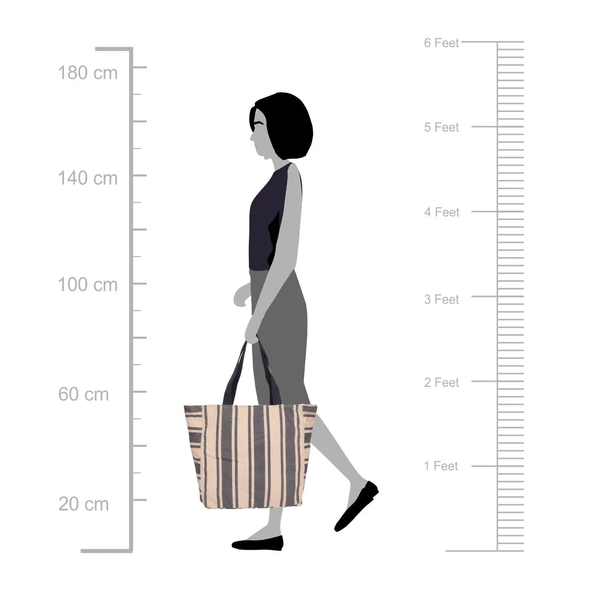 Women Blue Stripe Print Oversized Shopper Bag