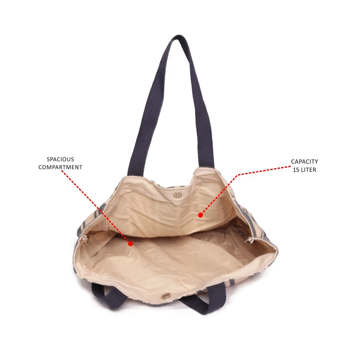 Women Blue Stripe Print Oversized Shopper Bag